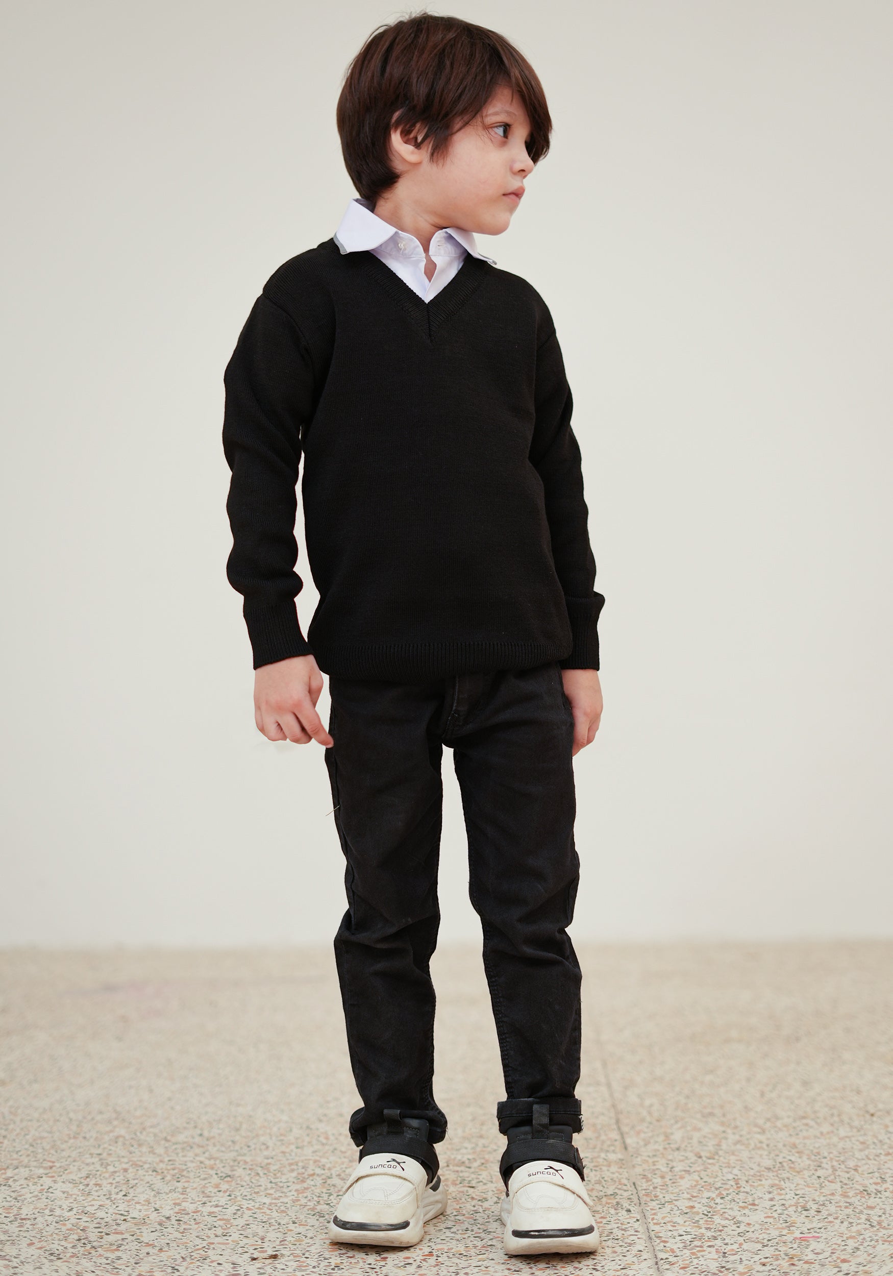 Wool Blend Pullover Black Sweater Kids