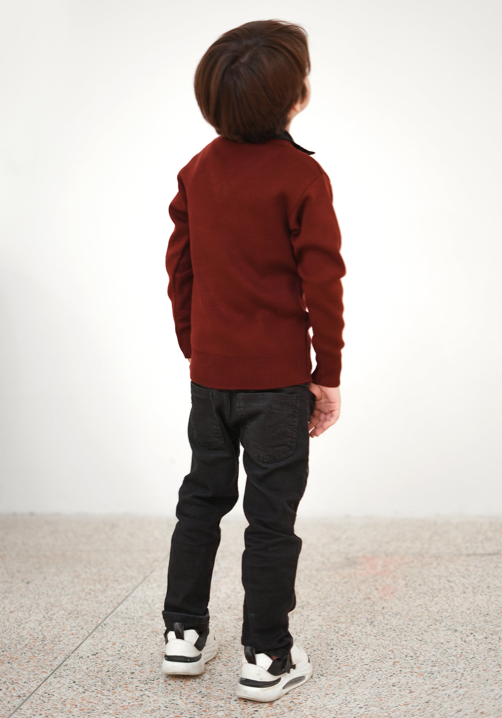 Wool Blend Pullover Maroon Sweater Kids