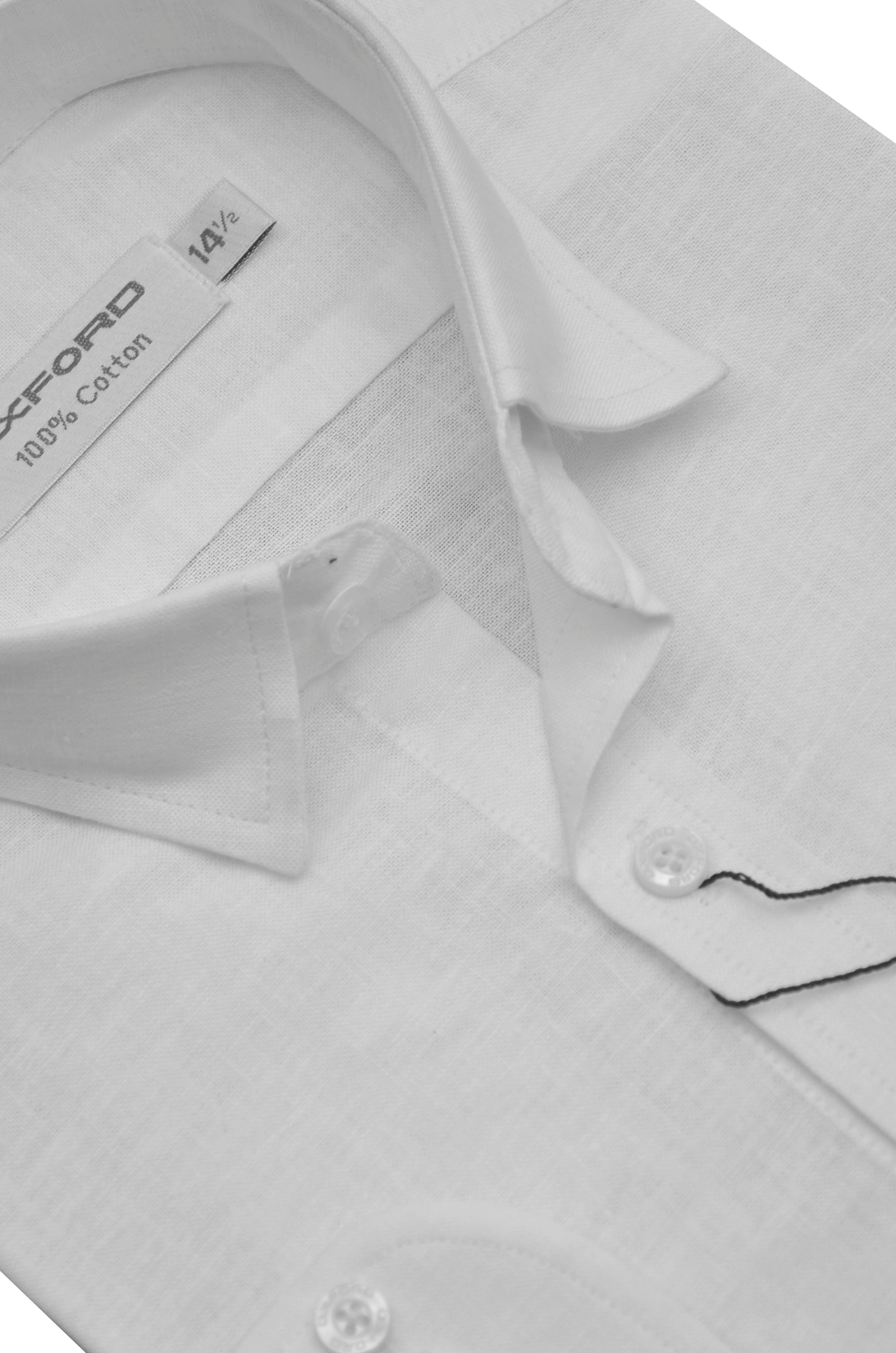 100% Cotton-Linen White Formal Shirt