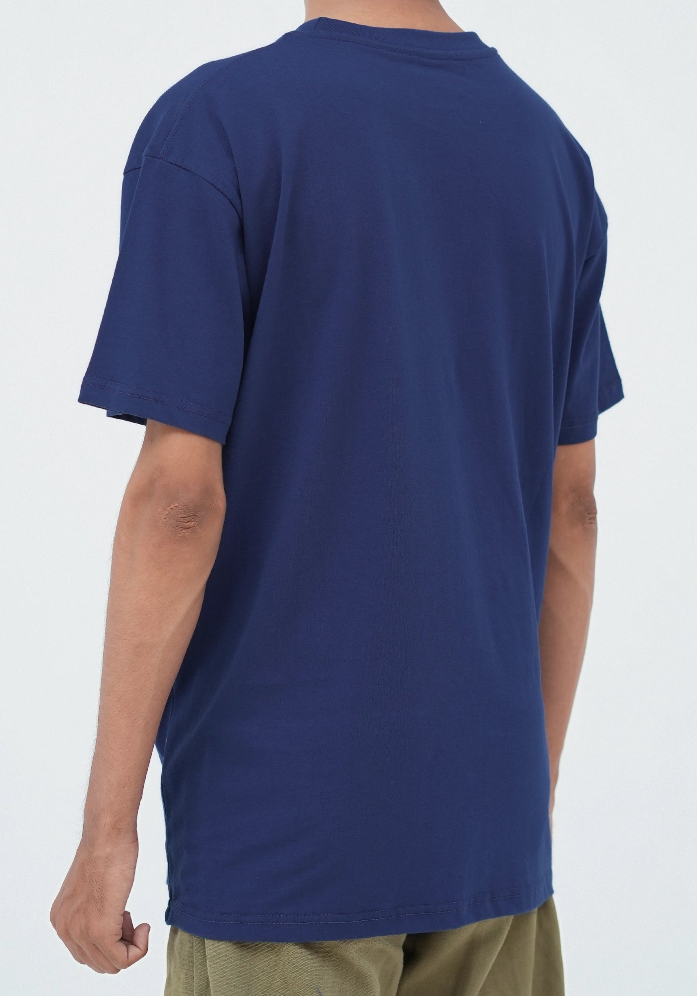 100% Cotton Plain Navy Blue Round Neck