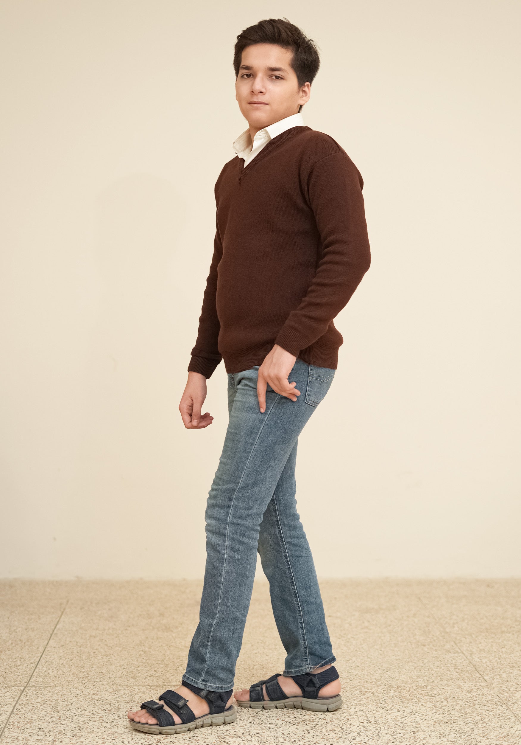 Wool Blend Pullover Brown Sweater Kids