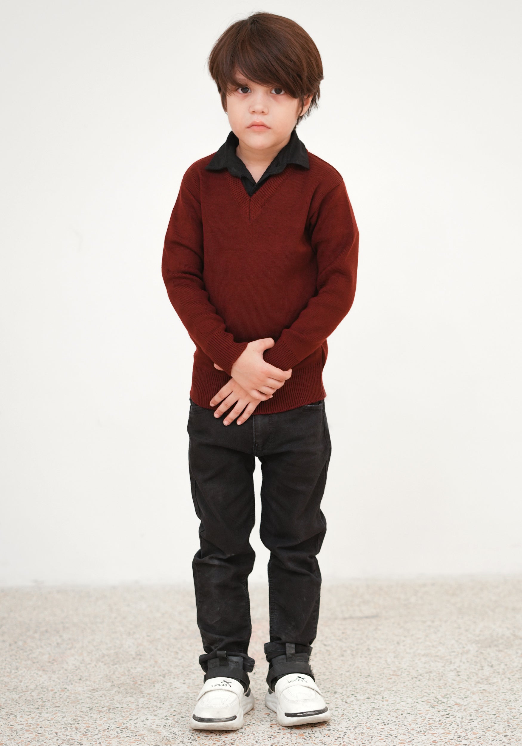 Wool Blend Pullover Maroon Sweater Kids
