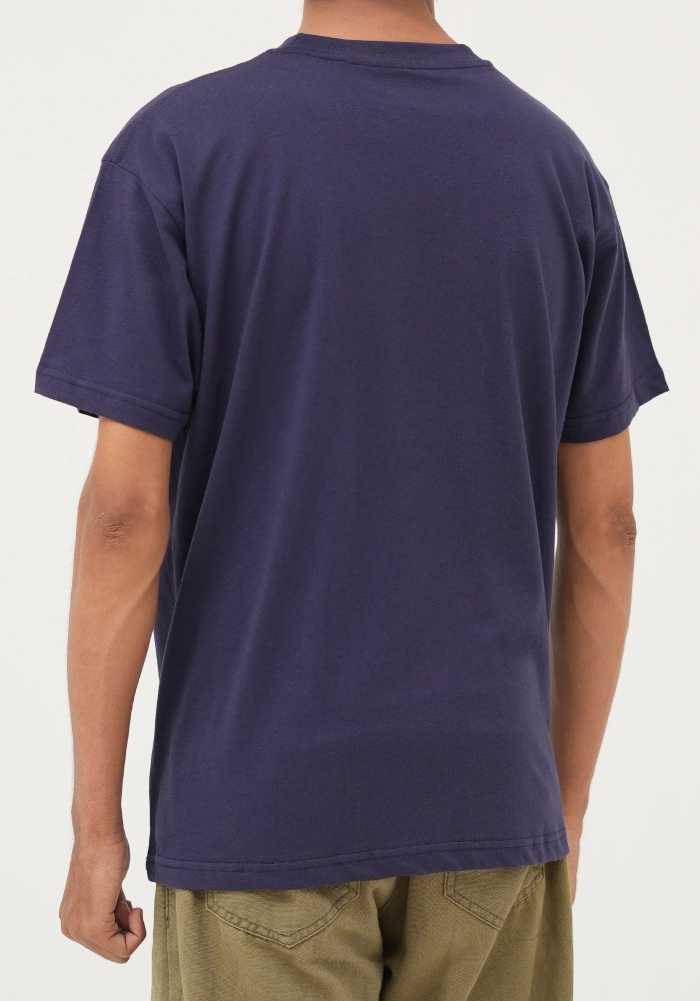 100% Cotton Plain Dark Navy Round Neck