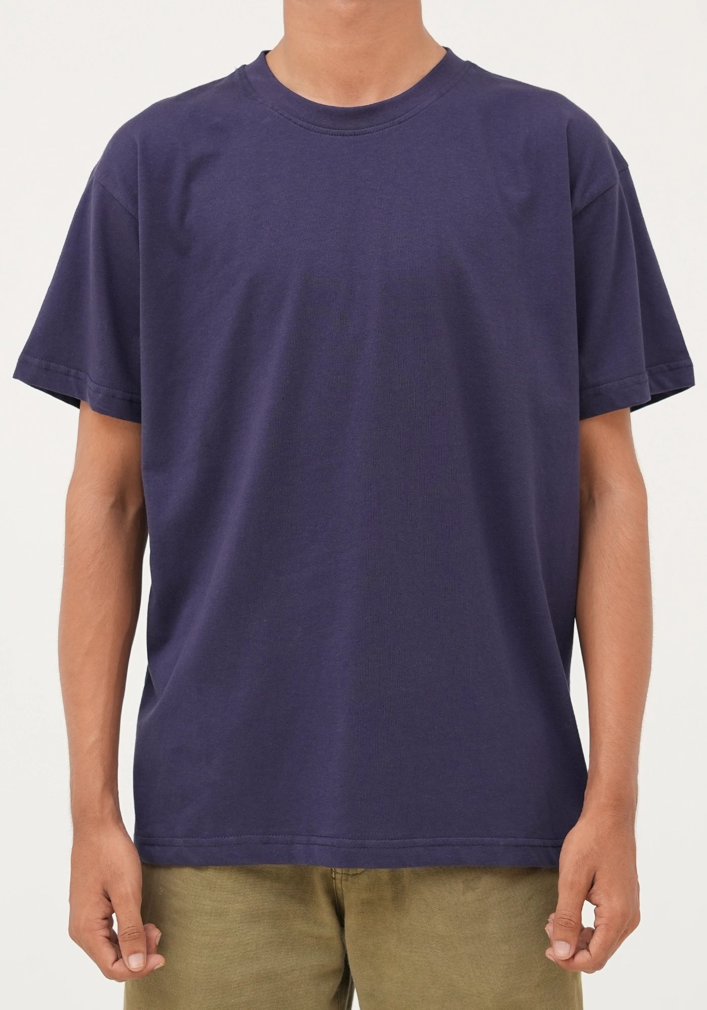 100% Cotton Plain Dark Navy Round Neck