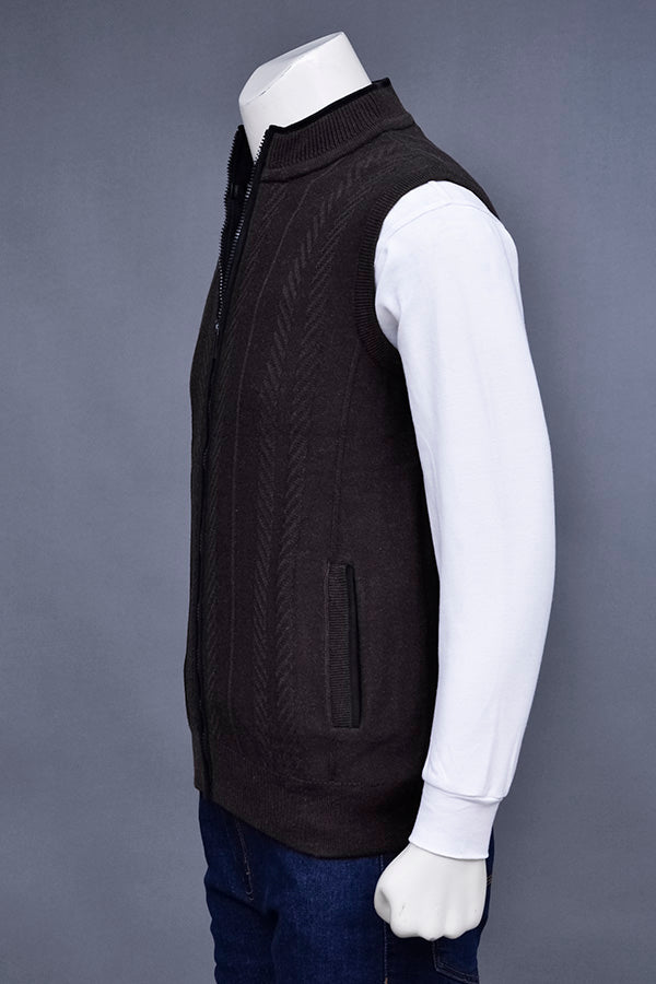 Soft Acrylic Wool Sleeveless Zipper Sweater