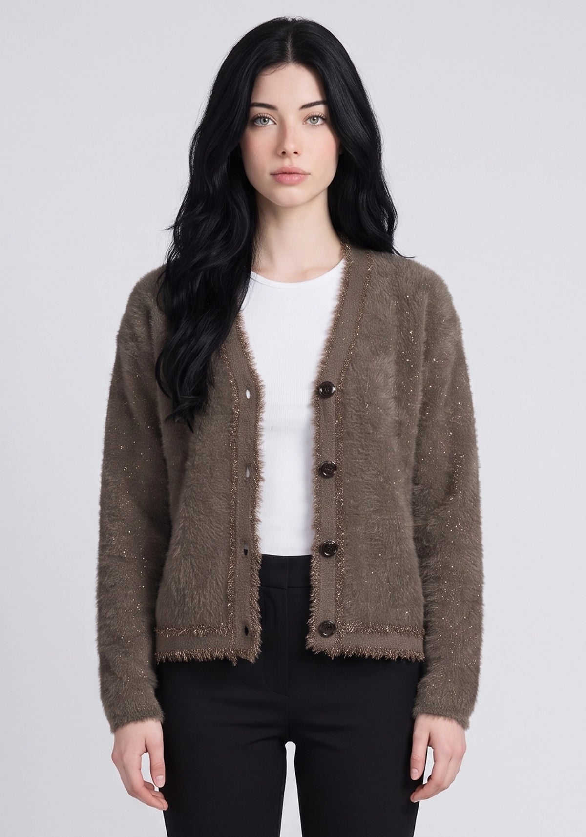 Soft Acrylic Wool Brown Coat