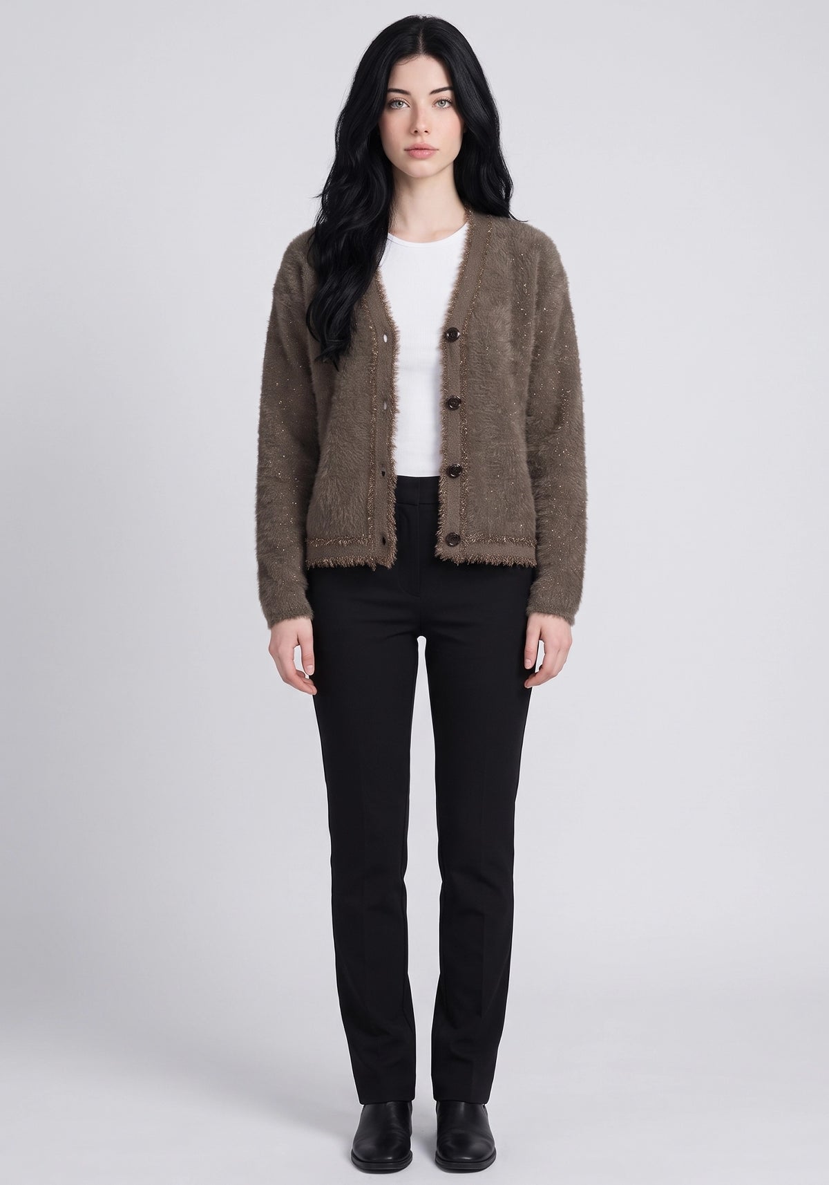 Soft Acrylic Wool Brown Coat