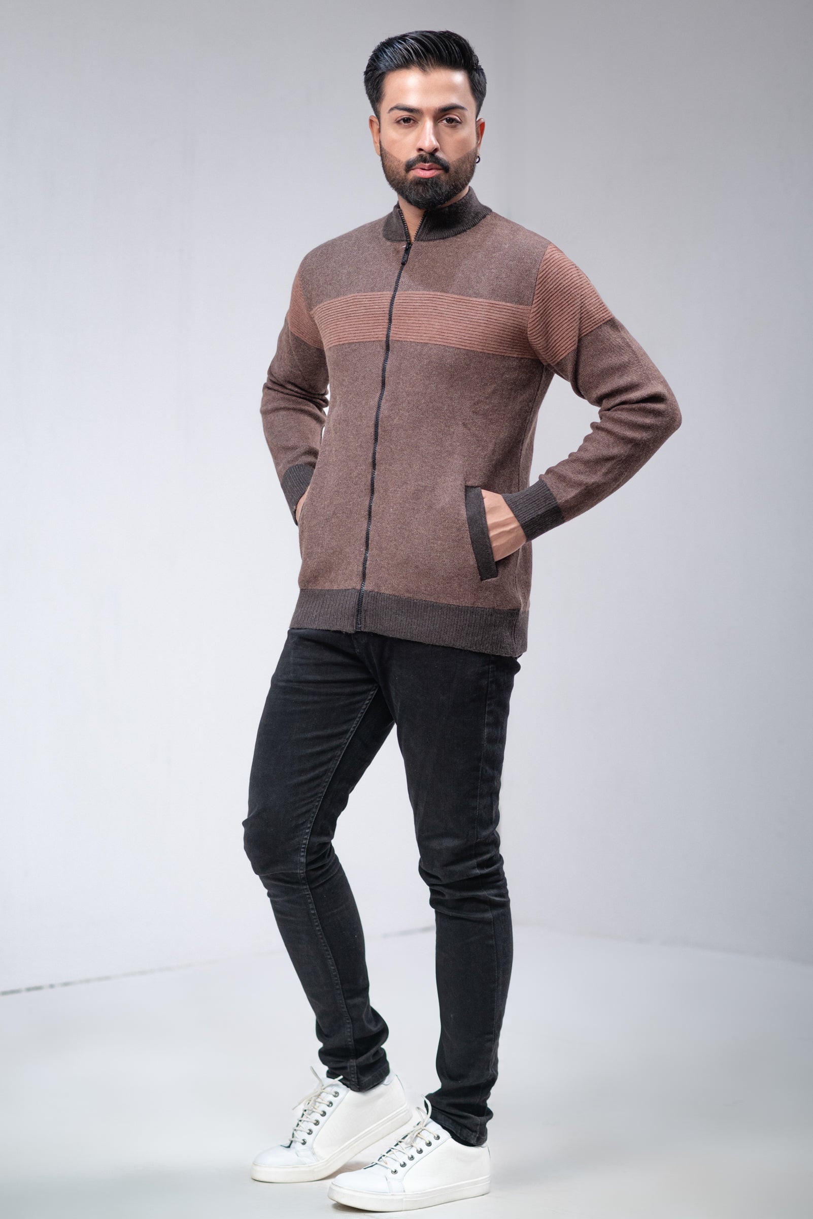 Soft Acrylic Wool Zipper Sweater