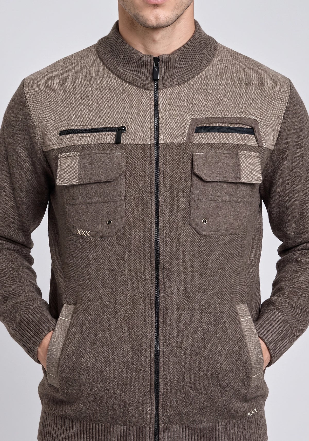 Soft Acrylic Wool Brown Zipper