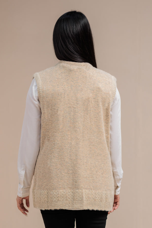 Soft Acrylic Wool Sleeveless Cardigan