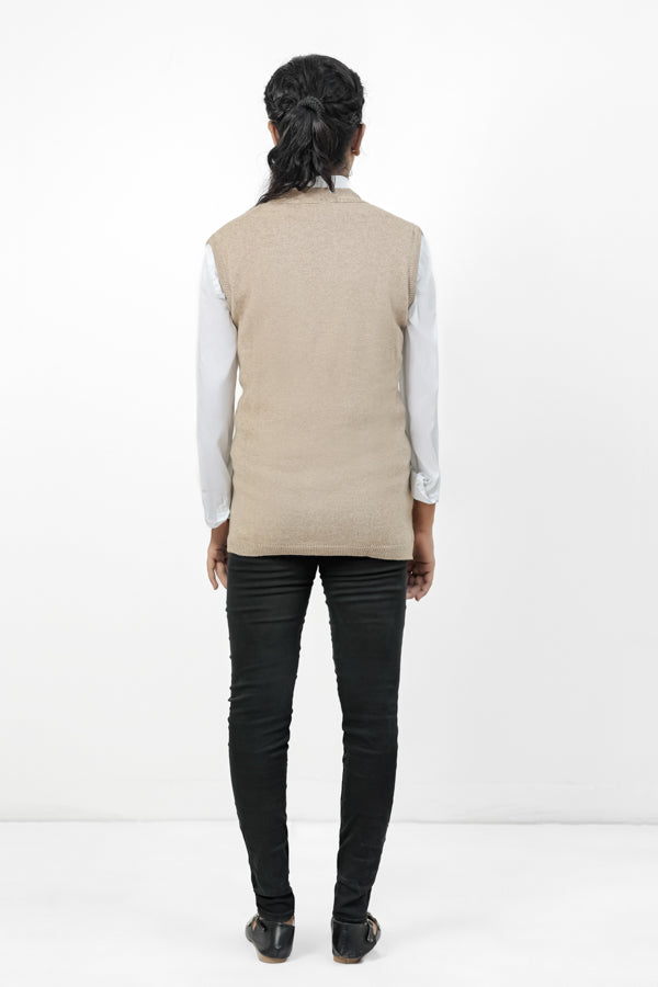 100% Lambswool Sleeve Less Cardigan