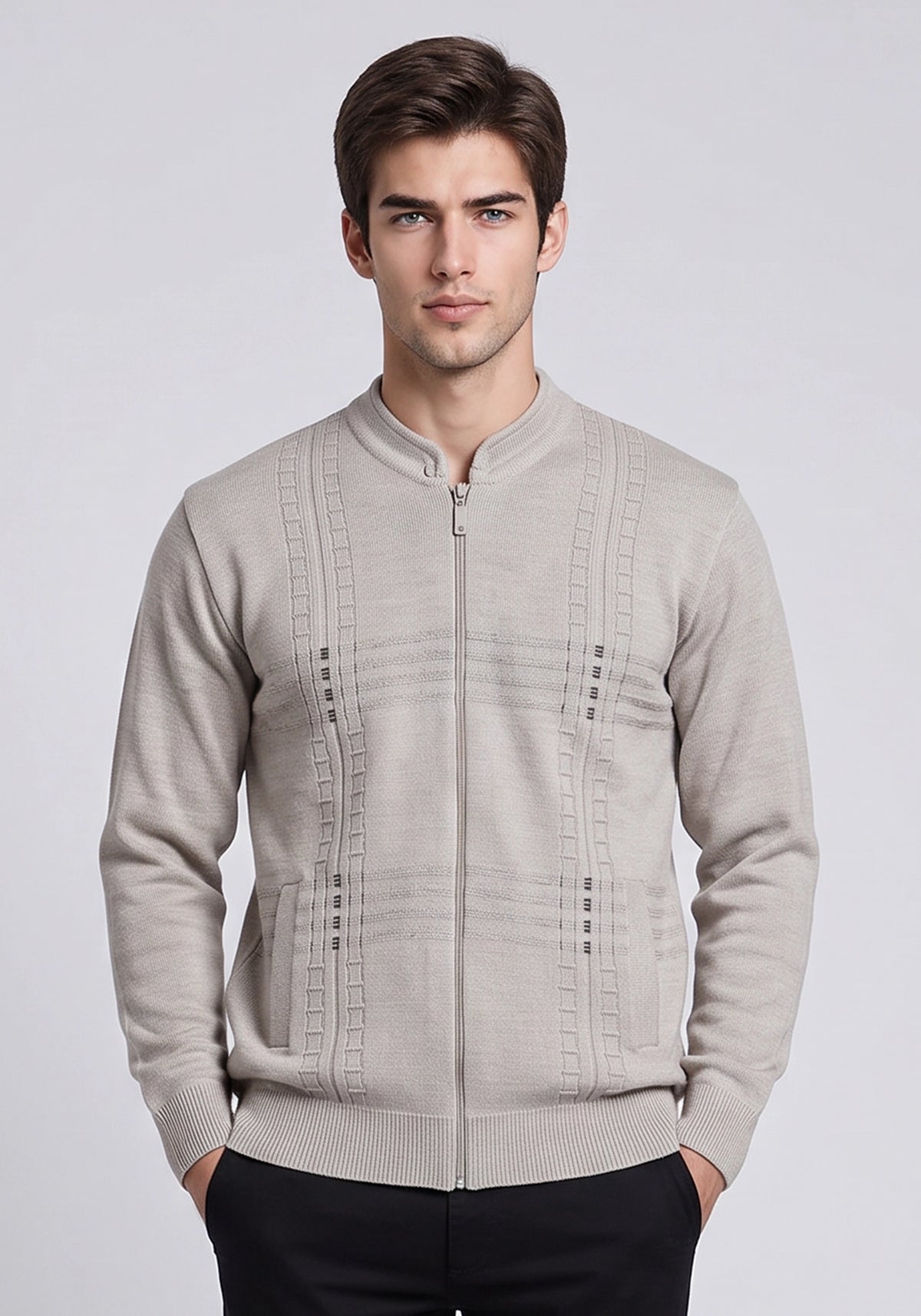 Wool Blend Beige Zipper