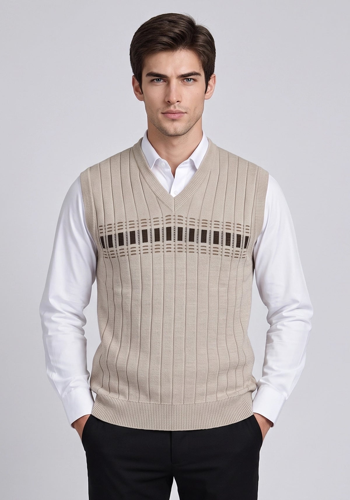 Wool Blend Beige Sleeveless