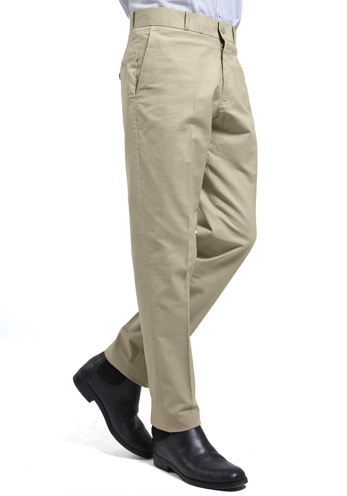 Linen Regular Fit Beige Dress Trouser