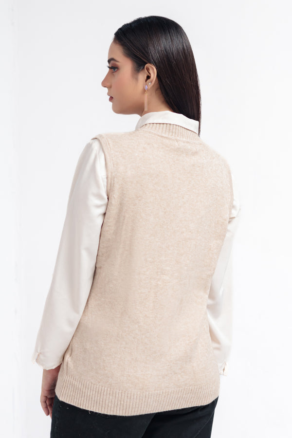 Acrylic Wool Sleeve Less Cardigan