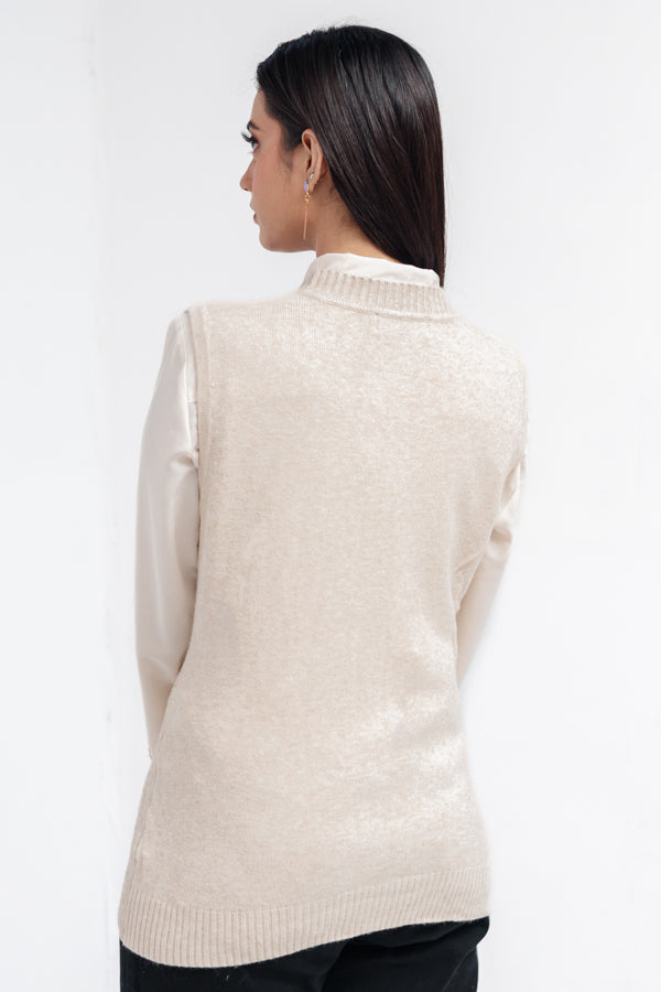Acrylic Wool Sleeve Less Cardigan
