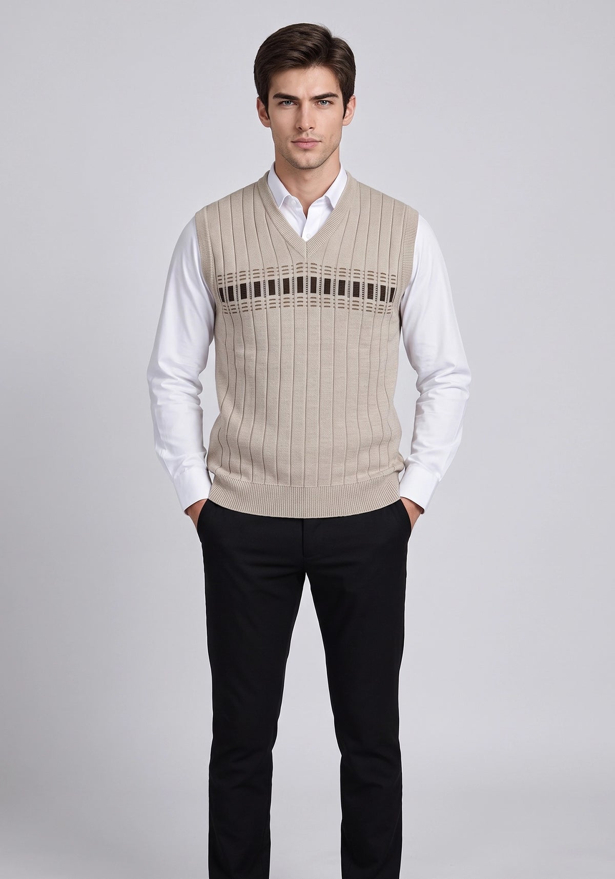 Wool Blend Beige Sleeveless