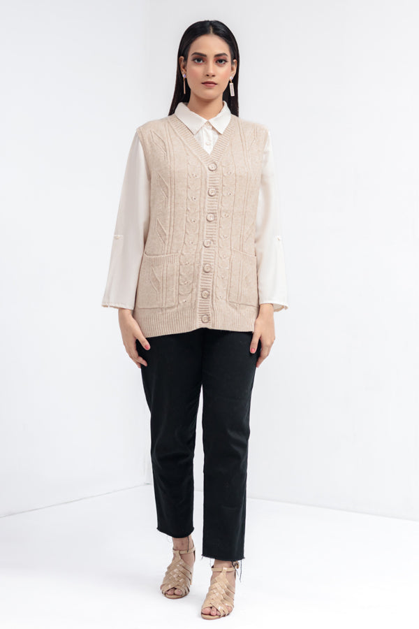 Acrylic Wool Sleeve Less Cardigan