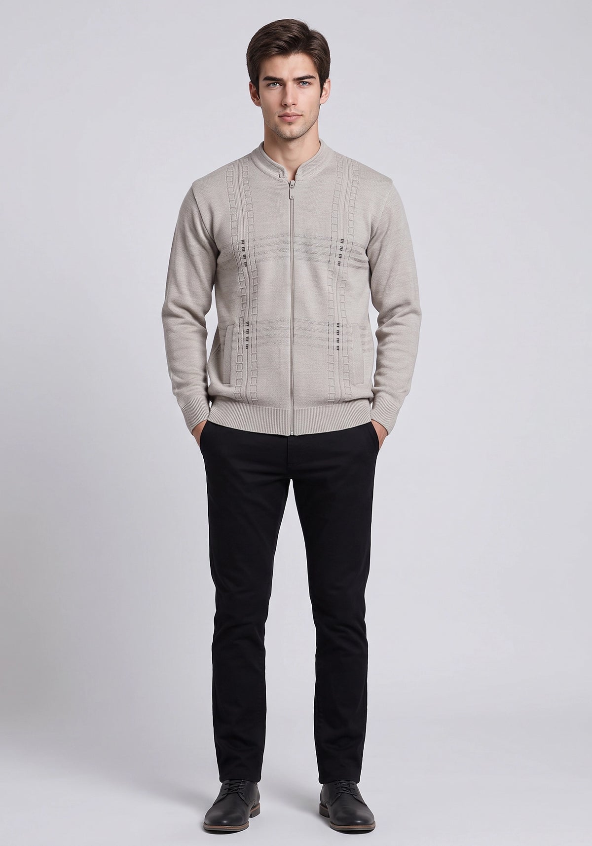 Wool Blend Beige Zipper