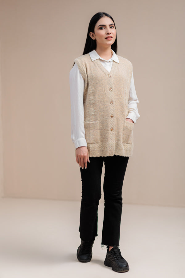 Soft Acrylic Wool Sleeveless Cardigan