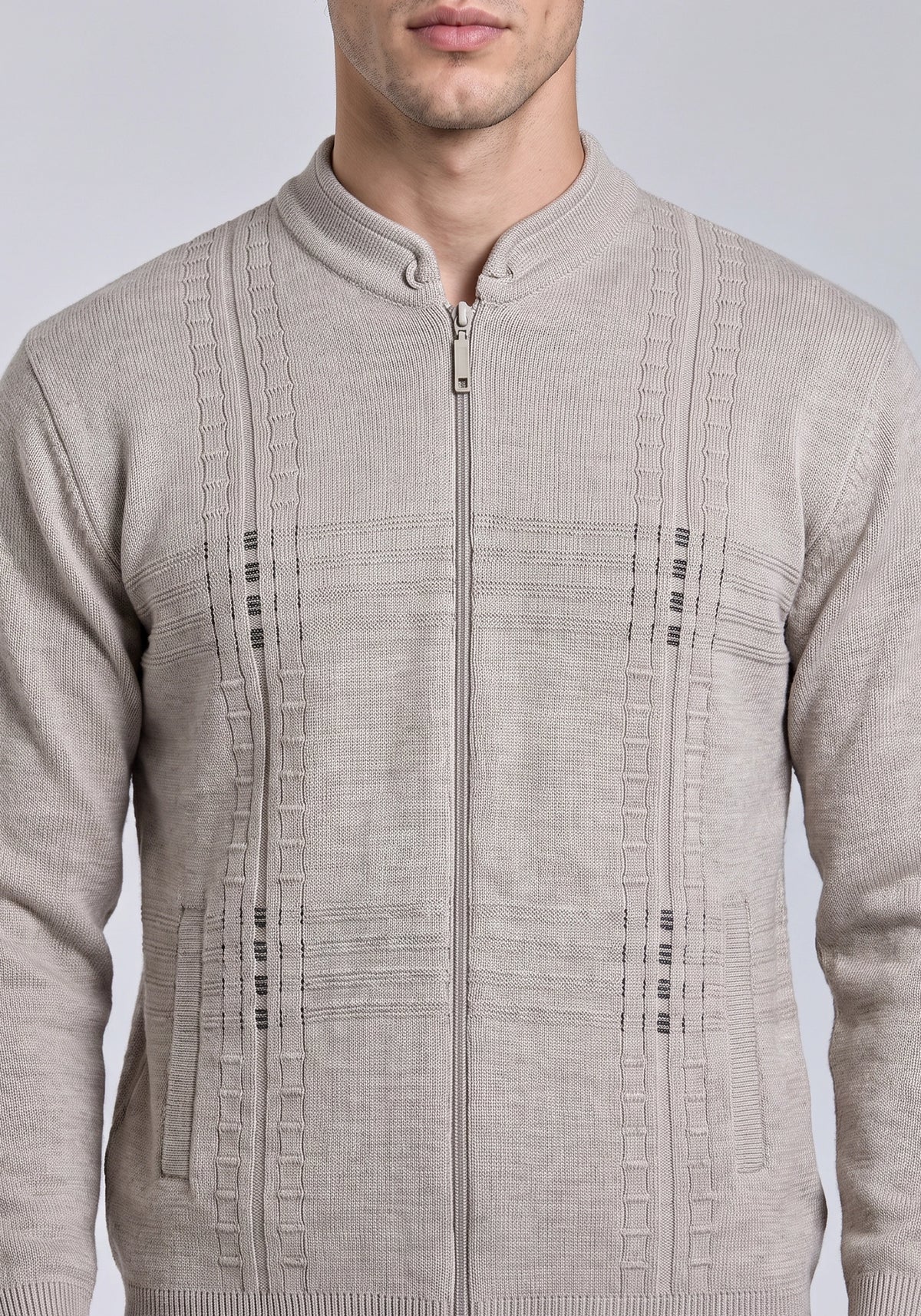 Wool Blend Beige Zipper