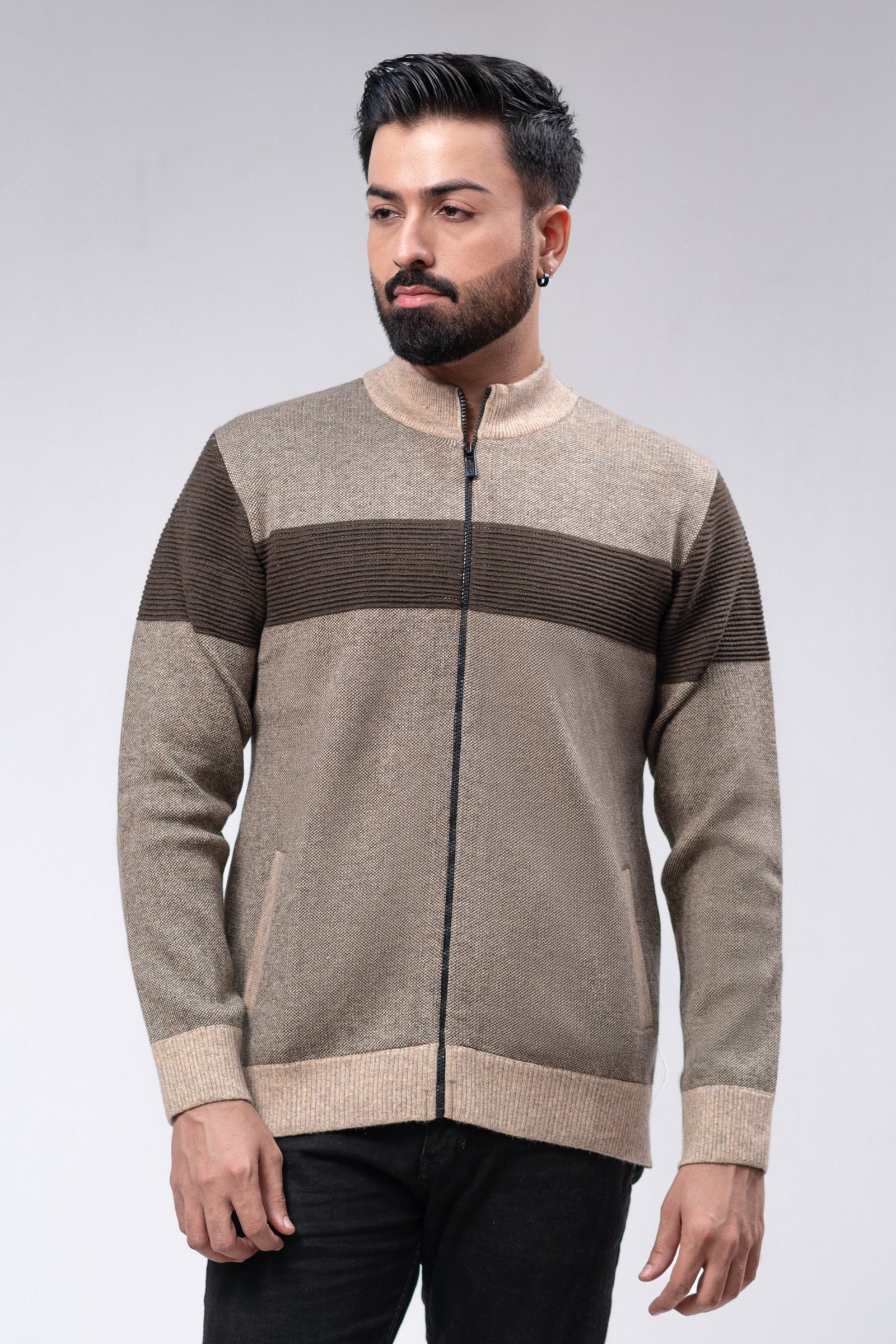 Soft Acrylic Wool Zipper Sweater