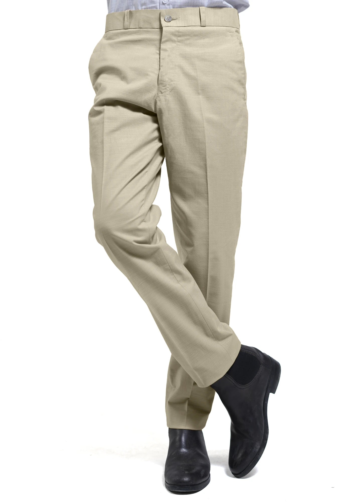 Linen Regular Fit Beige Dress Trouser