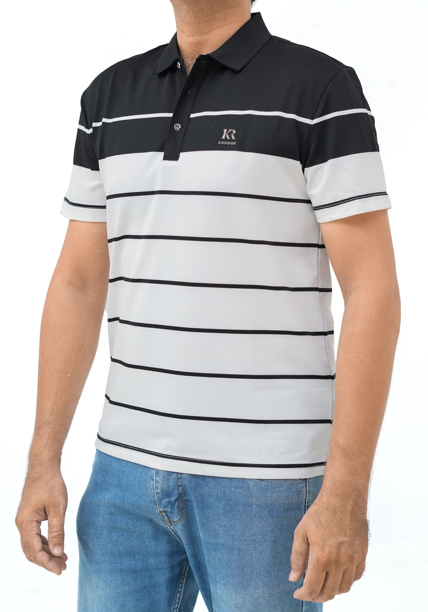 Polyester Fabric Stripe Design Polo