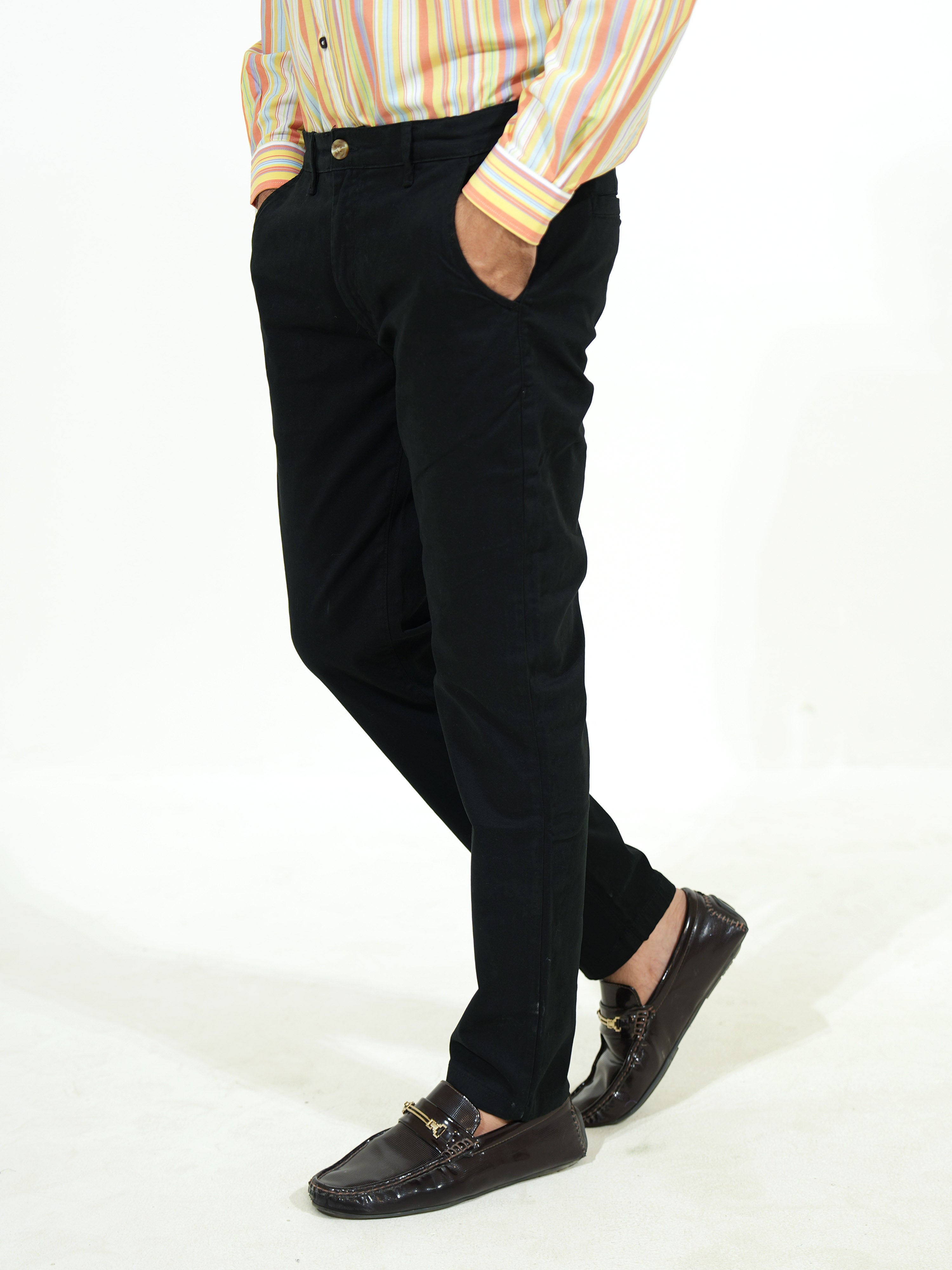 100% Cotton Black Khaki Chino