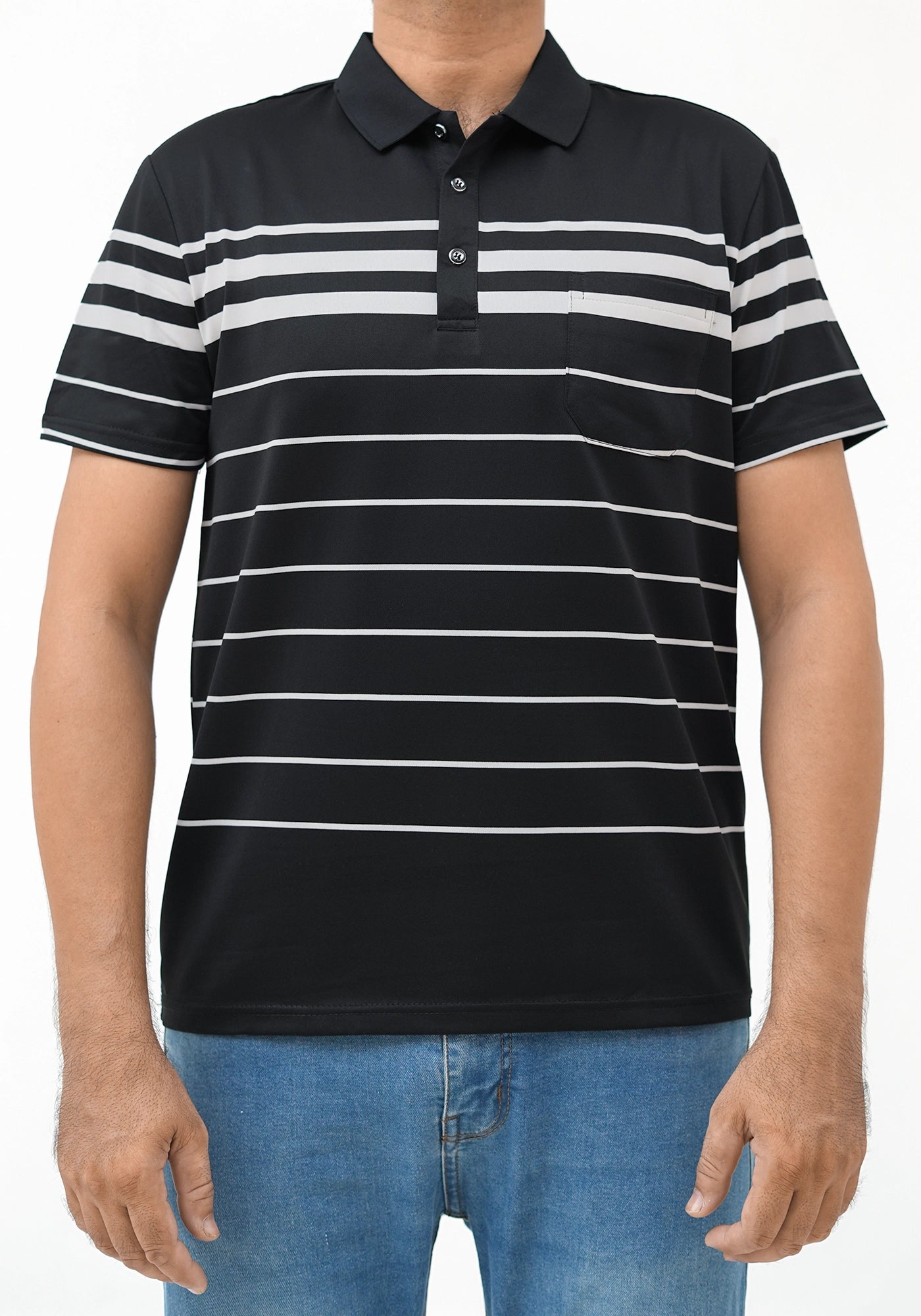 Polyester Fabric Stripe Design Polo