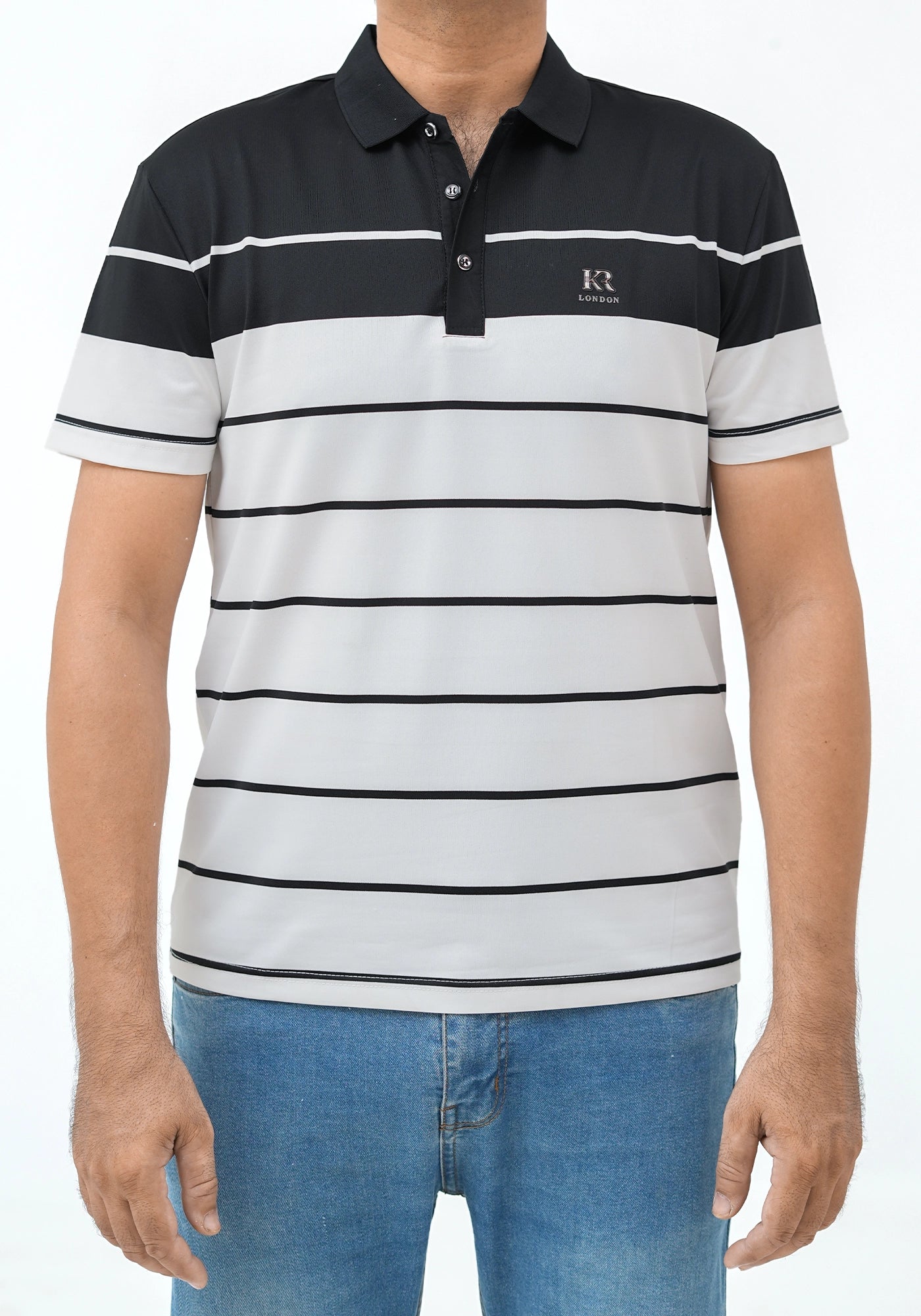 Polyester Fabric Stripe Design Polo
