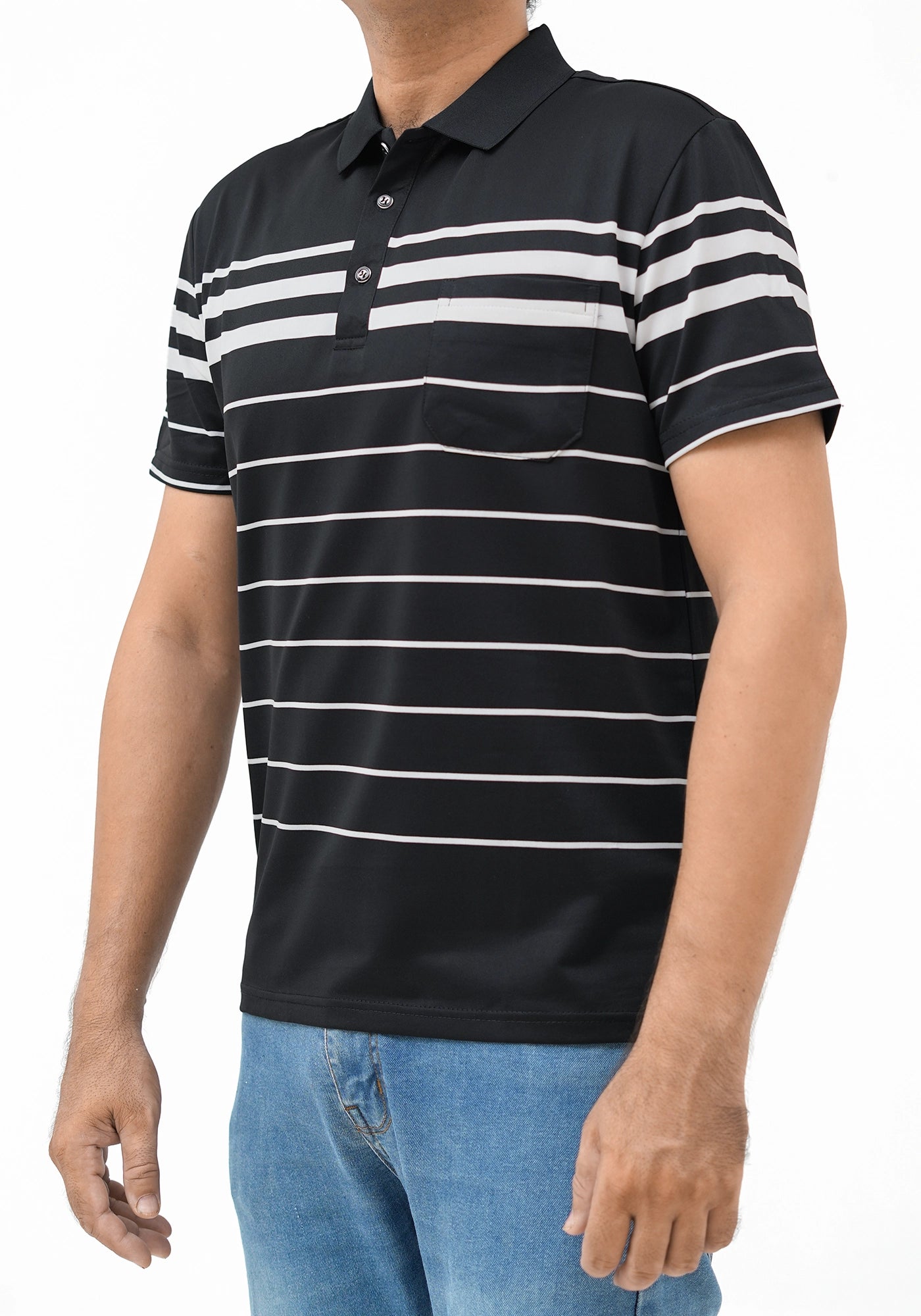 Polyester Fabric Stripe Design Polo