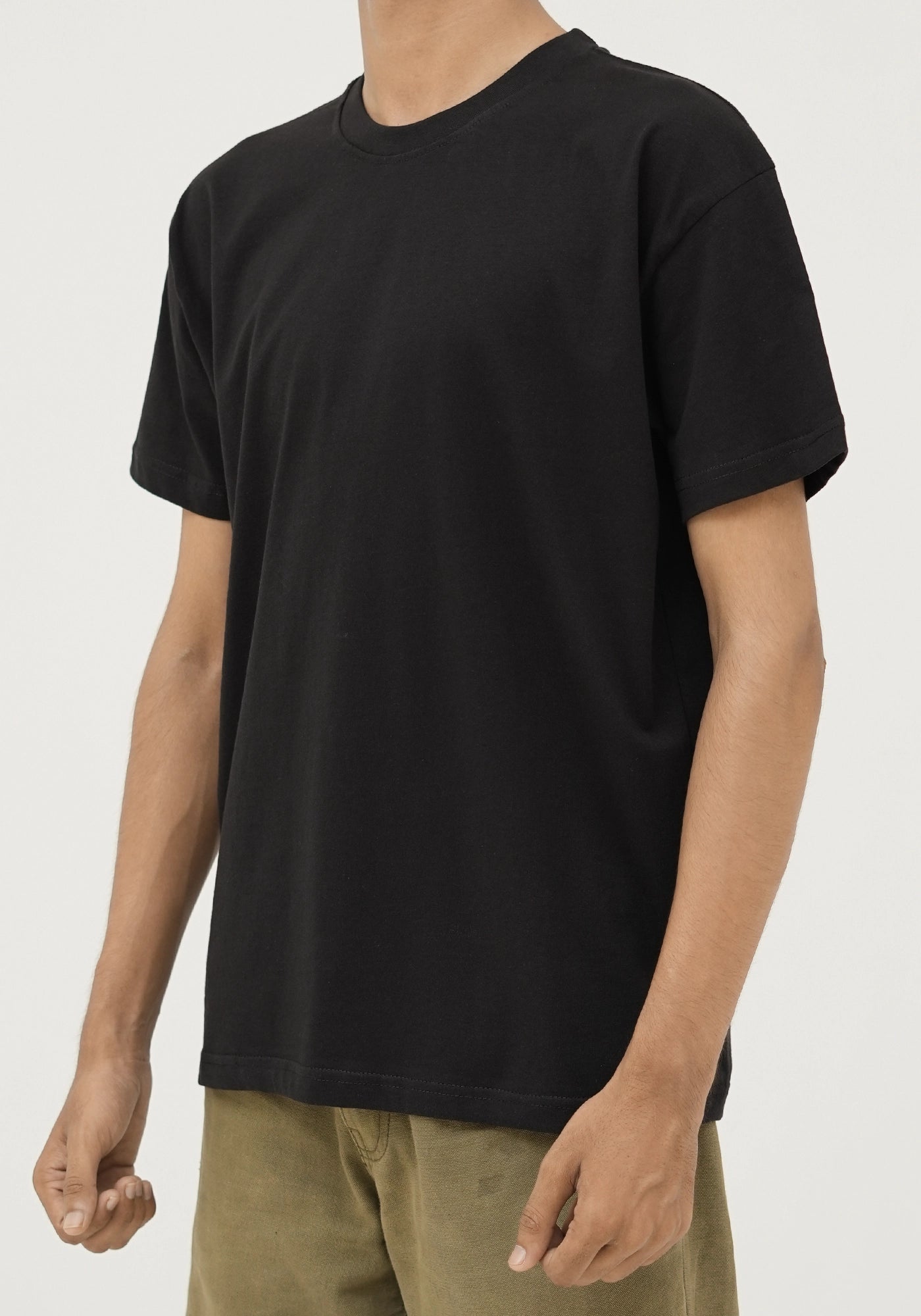 100% Cotton Plain Black Round Neck