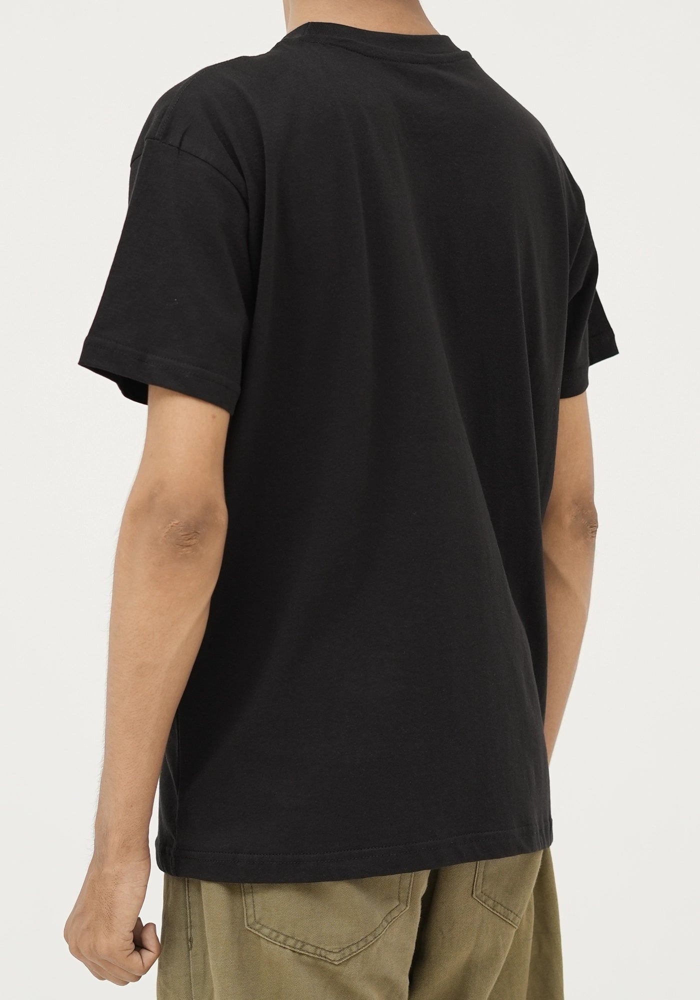 100% Cotton Plain Black Round Neck