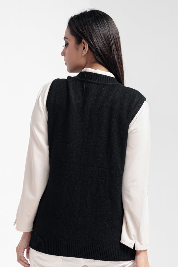 Acrylic Wool Sleeve Less Cardigan