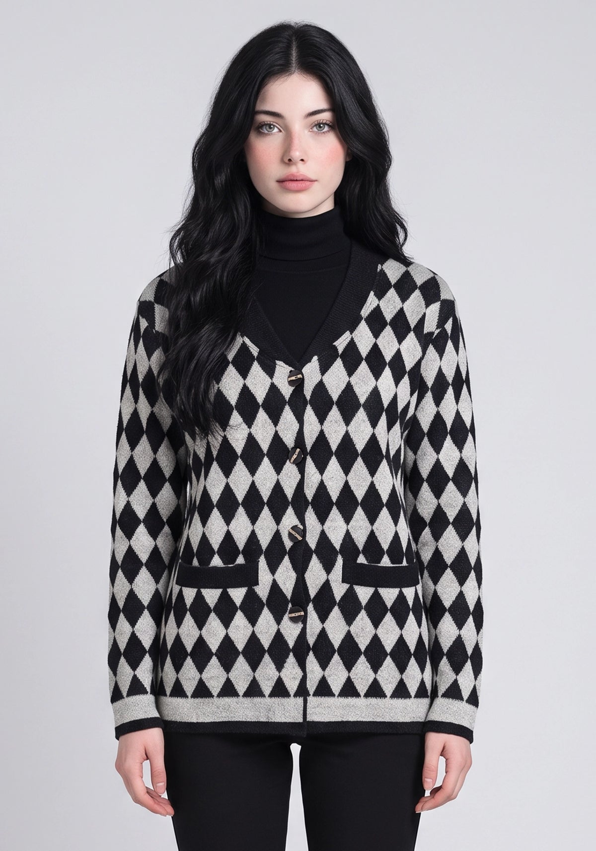 Soft Acrylic Wool Black Cardigan