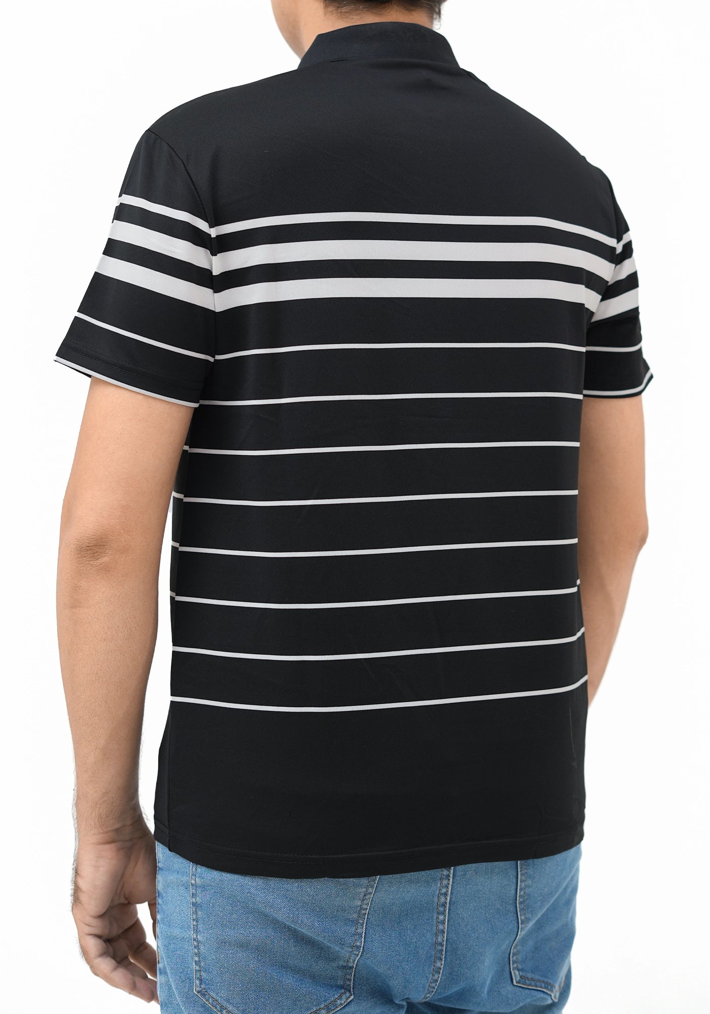 Polyester Fabric Stripe Design Polo