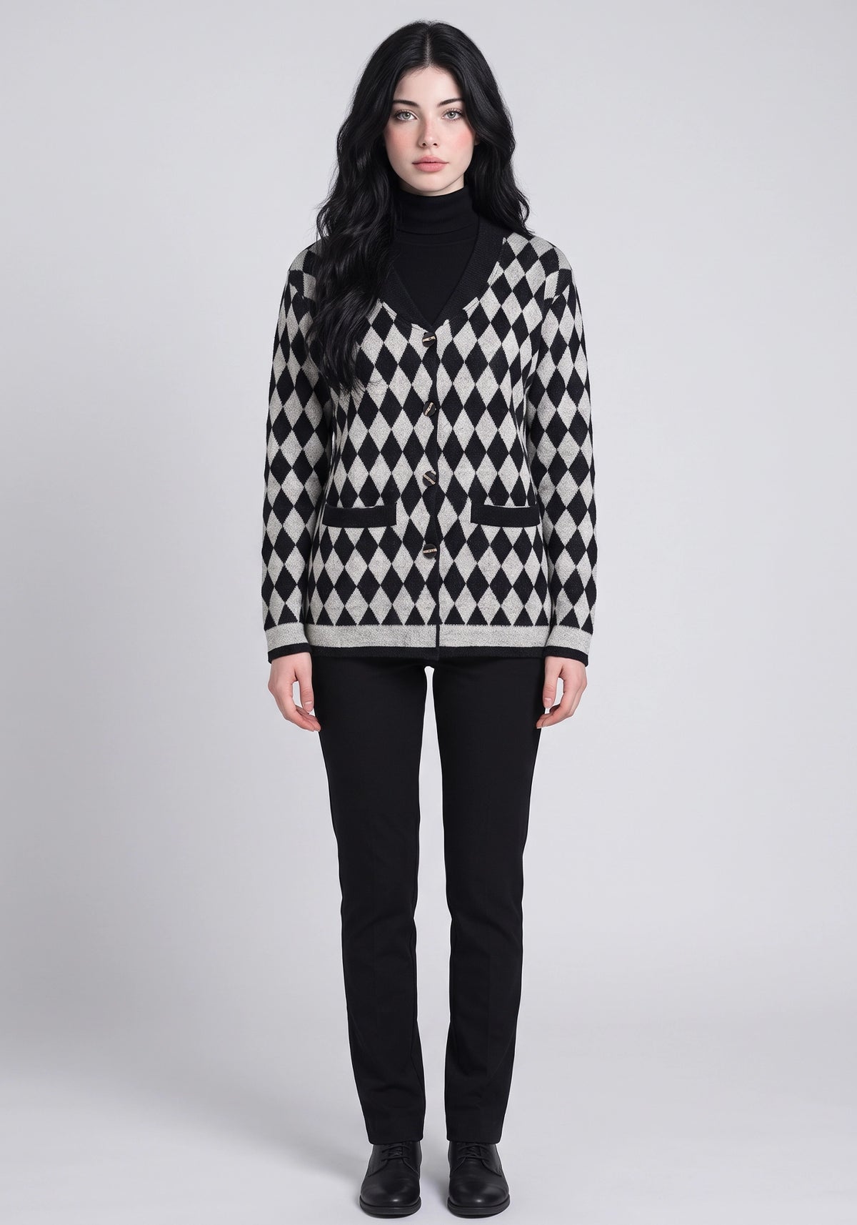 Soft Acrylic Wool Black Cardigan