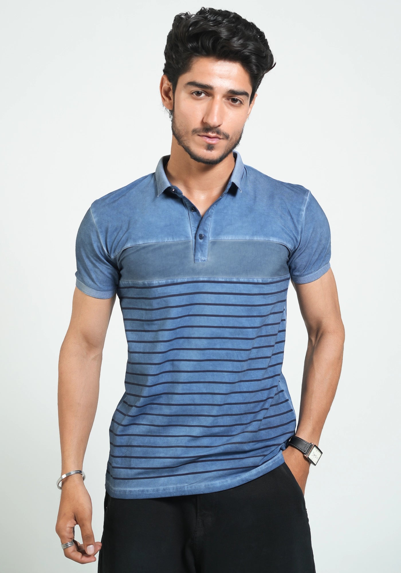 Faded Garment Dye Slim Fit Polo Shirt