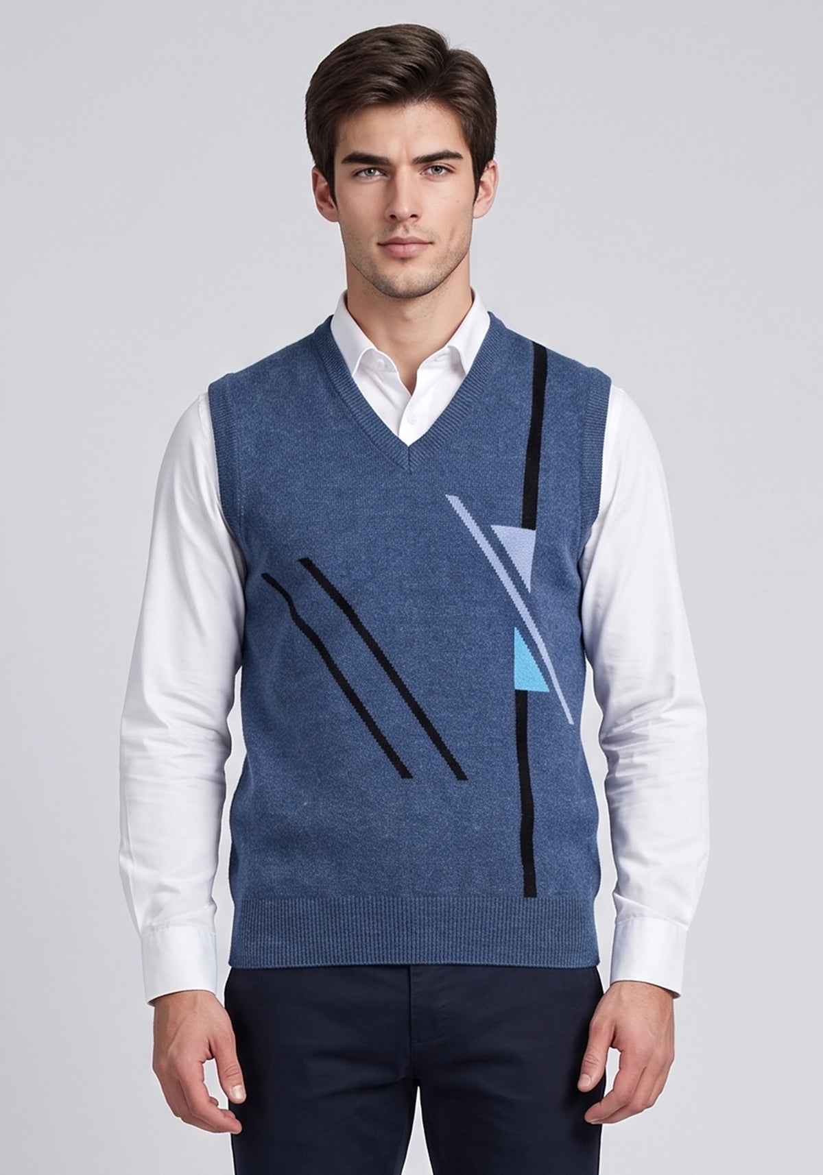 100% Lambswool Blue Sleeveless