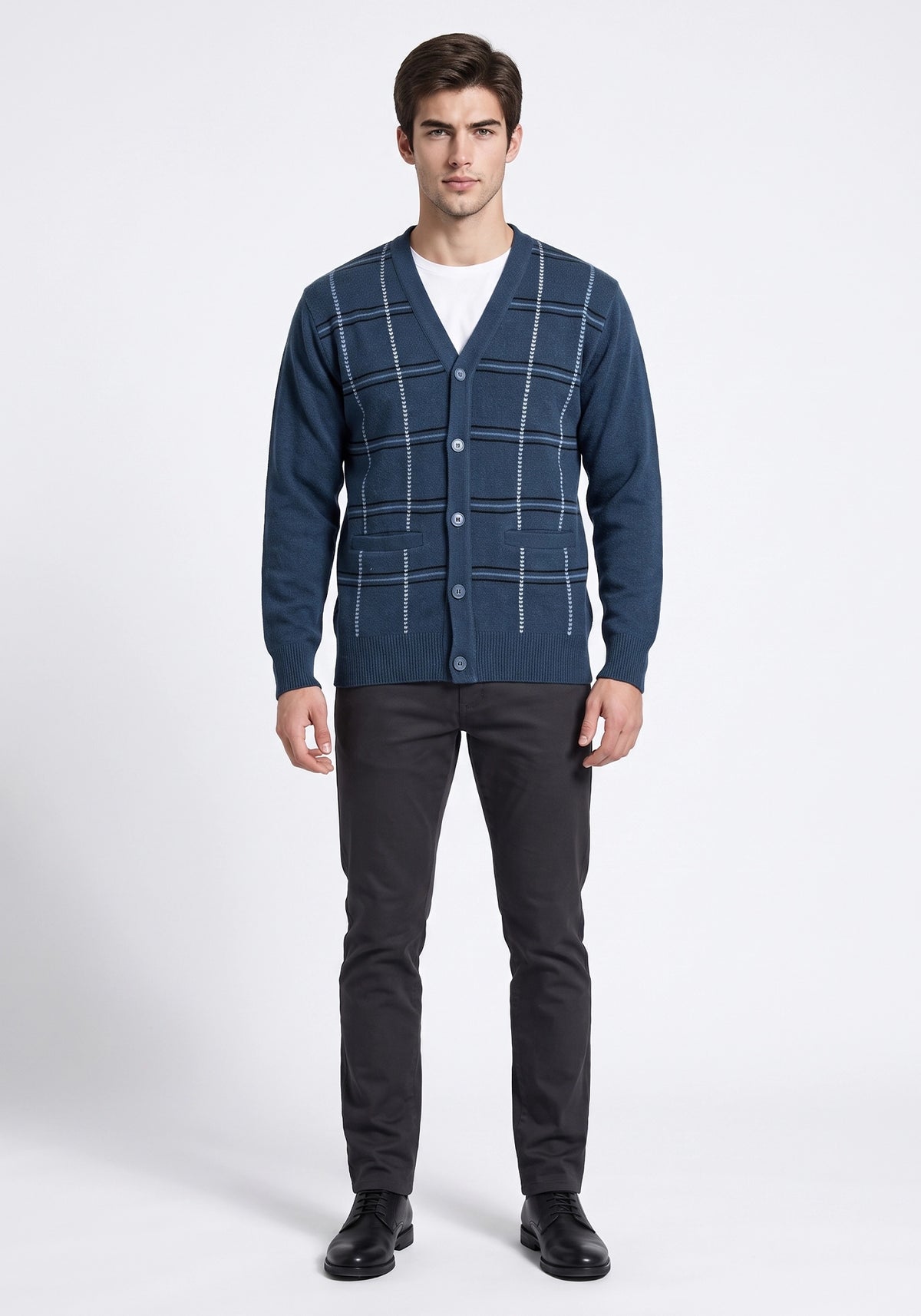 100% Lambswool Petrol Blue Cardigan