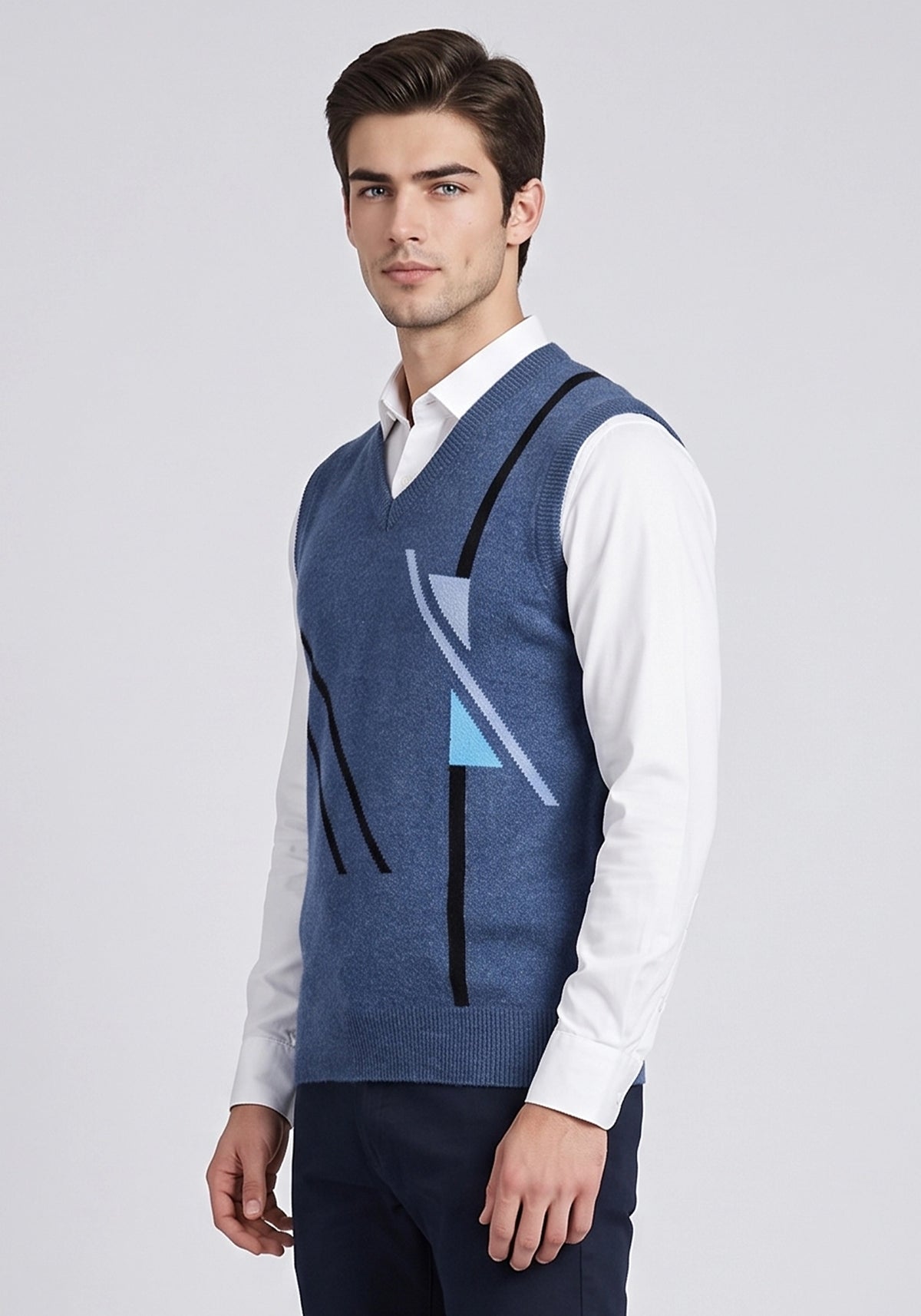 100% Lambswool Blue Sleeveless