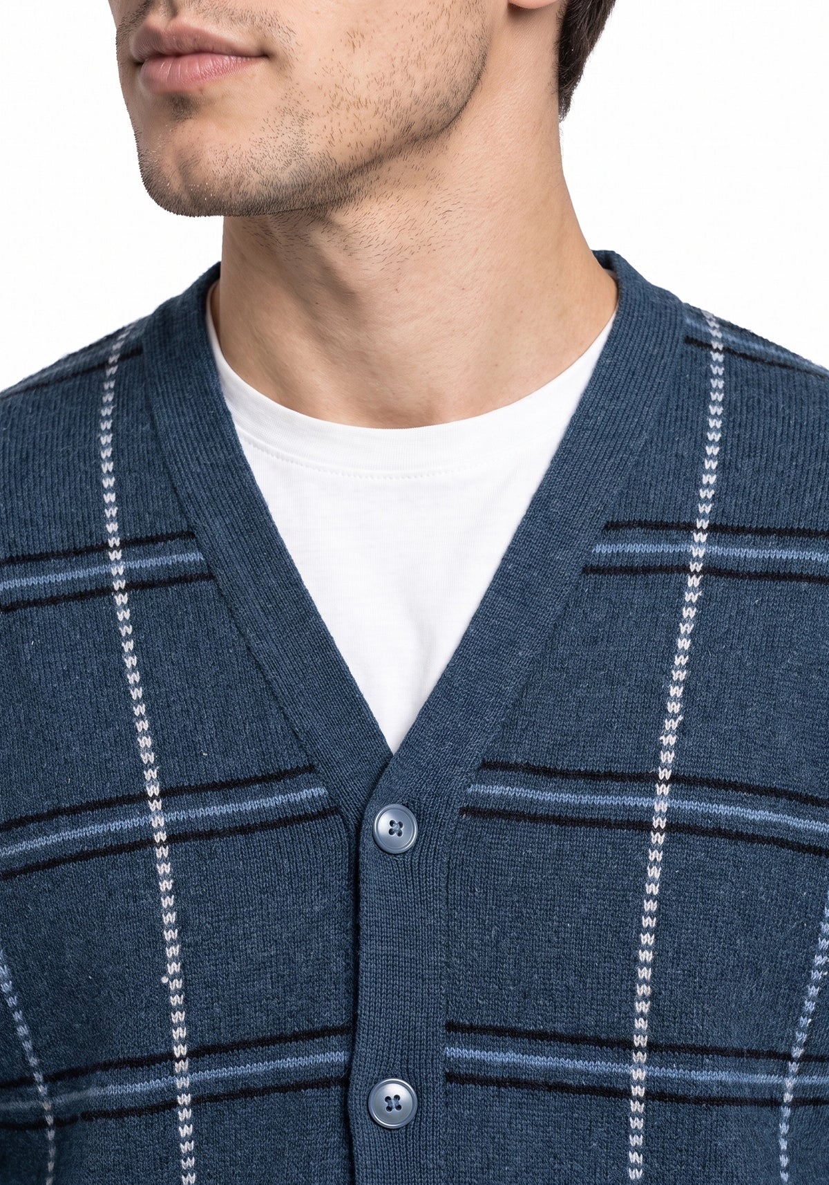 100% Lambswool Petrol Blue Cardigan