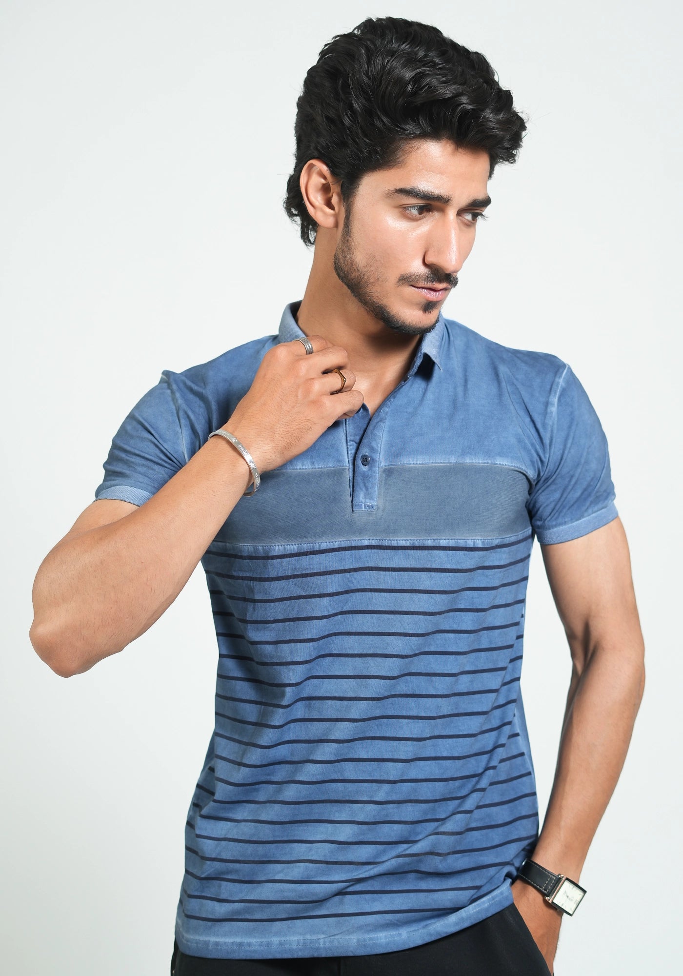 Faded Garment Dye Slim Fit Polo Shirt