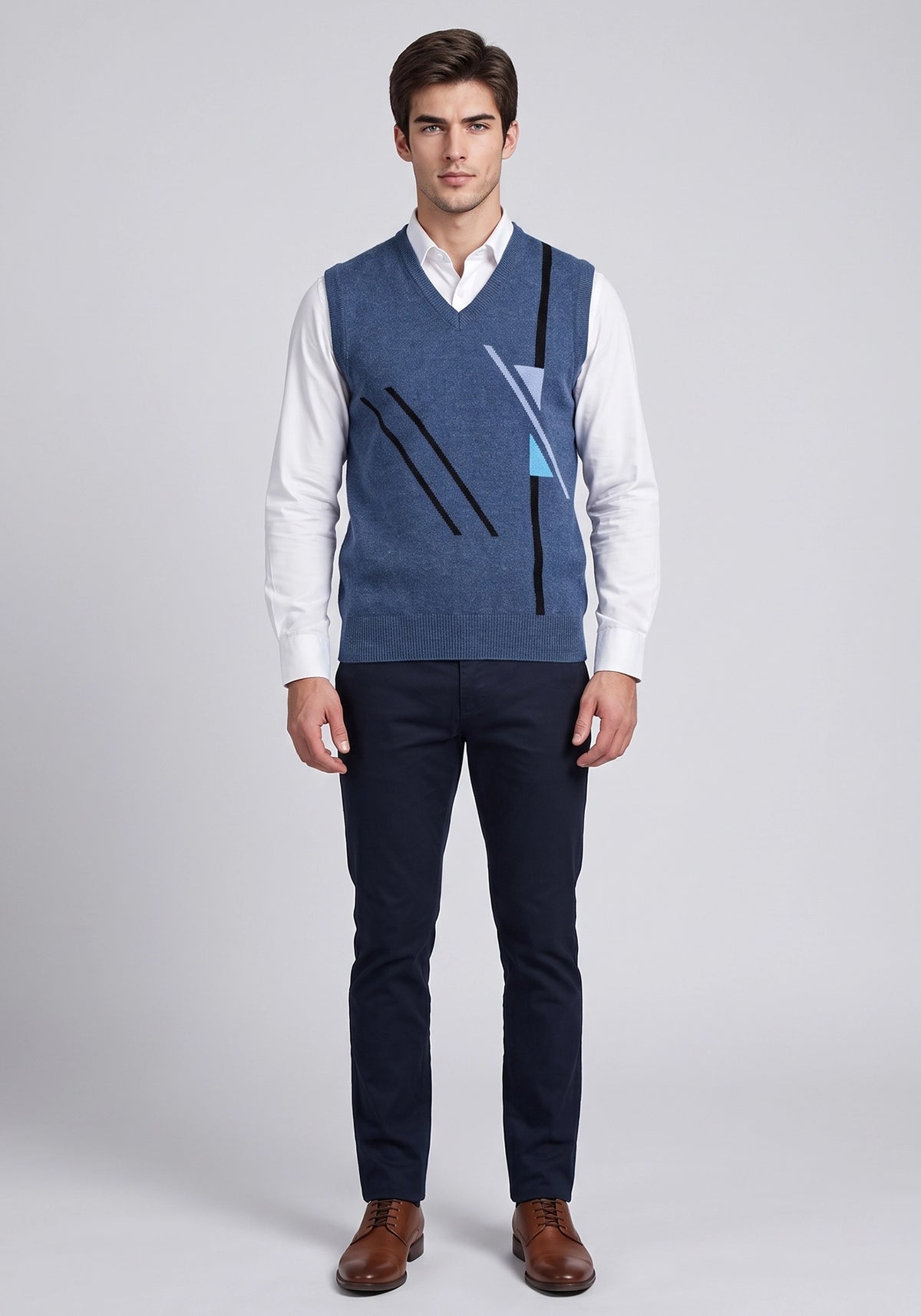 100% Lambswool Blue Sleeveless