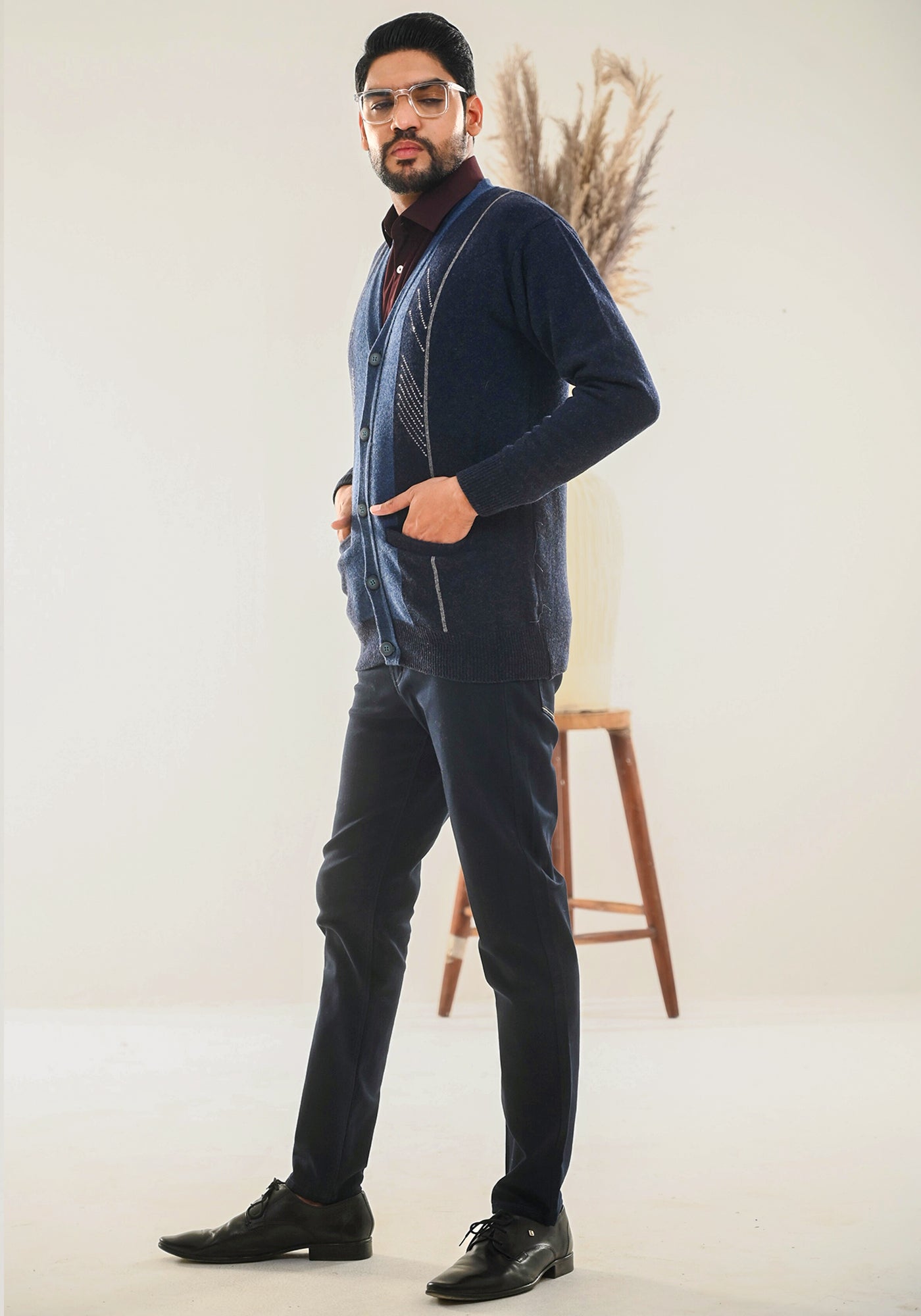 トップス AIRE ENGLISH LAMBSWOOL 7GG CARDIGAN Lambswool cardigan