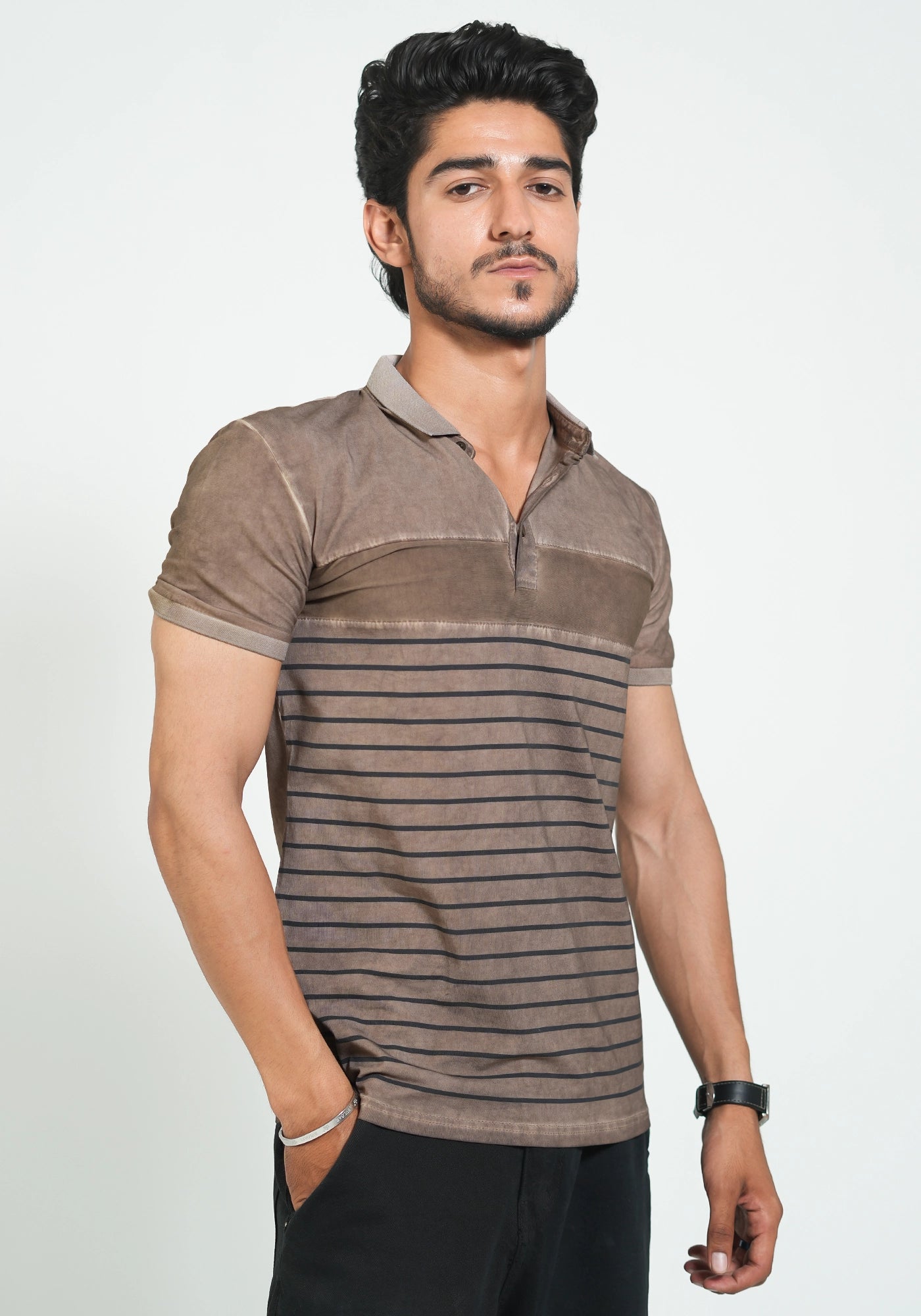 Faded Garment Dye Slim Fit Polo Shirt
