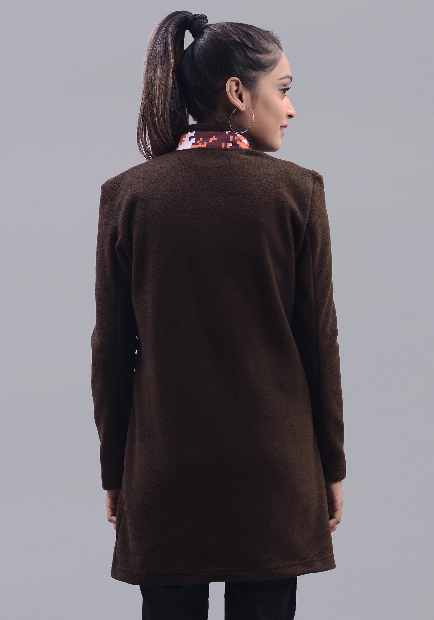 Ladies Brown Polar Fleece Jacket