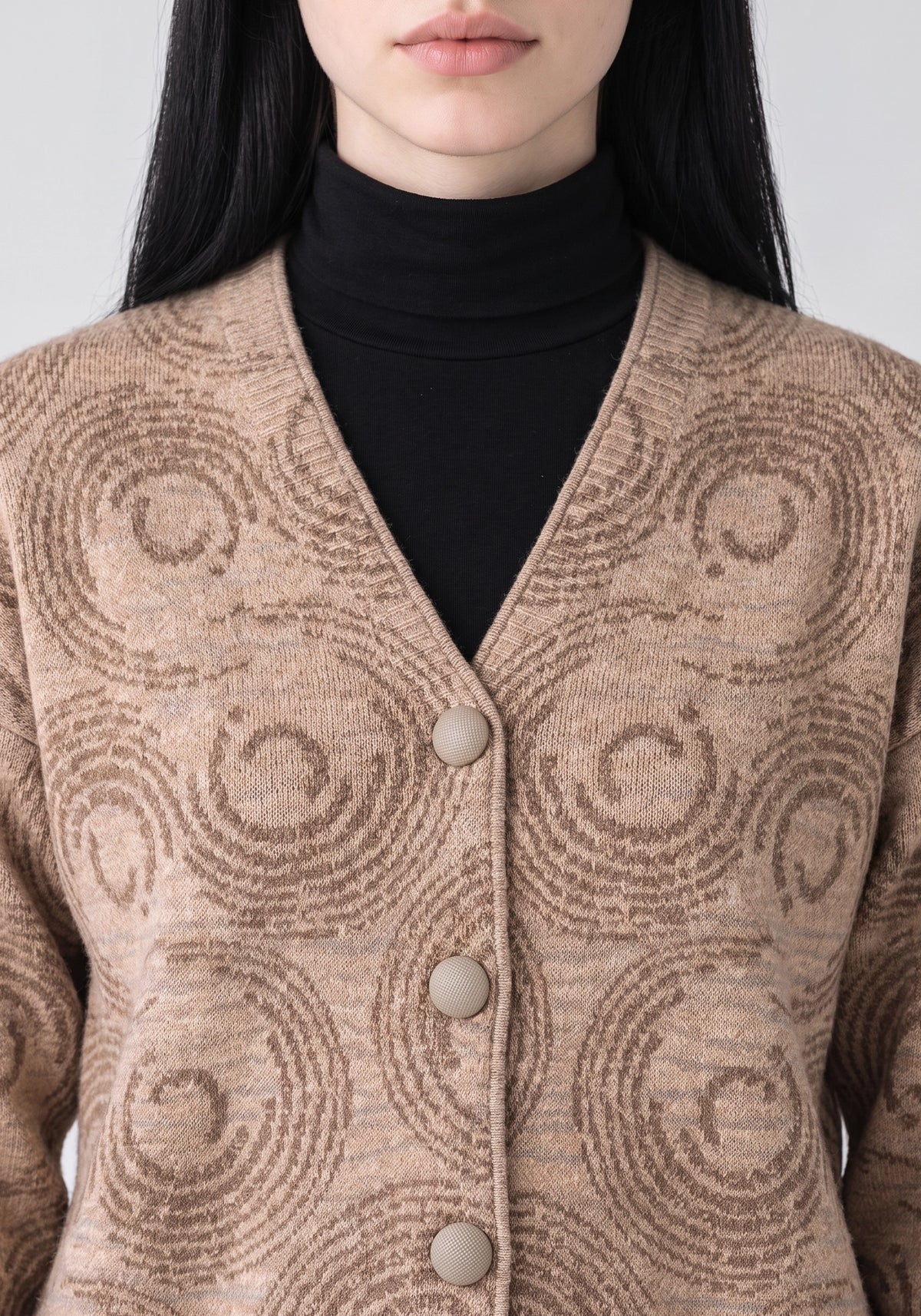 Soft Acrylic Wool Brown Cardigan