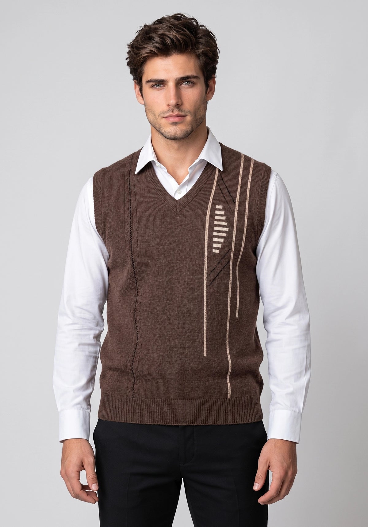 100% Lambswool Brown Sleeveless